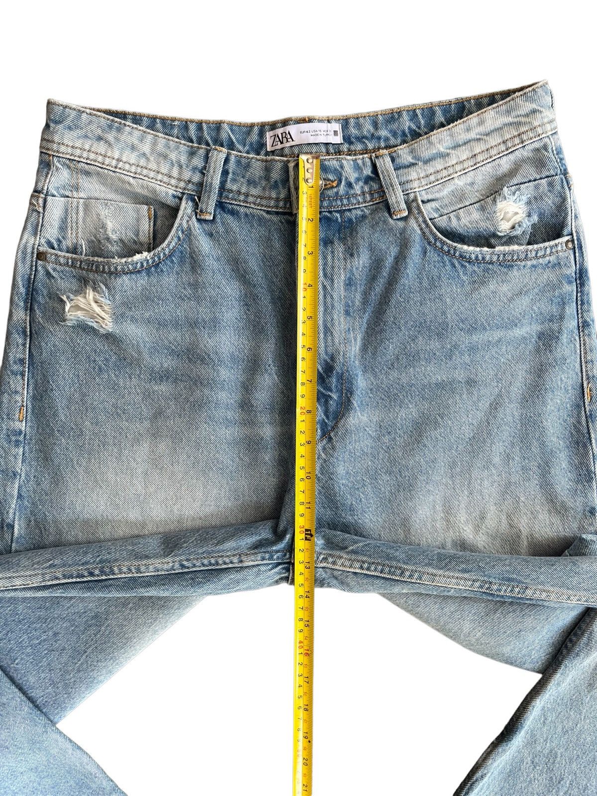 Rhude × Zara Vintage Y2K Zara Blue Washed Distressed Relaxed Jeans Size US 32 / EU 48 - 14 Thumbnail