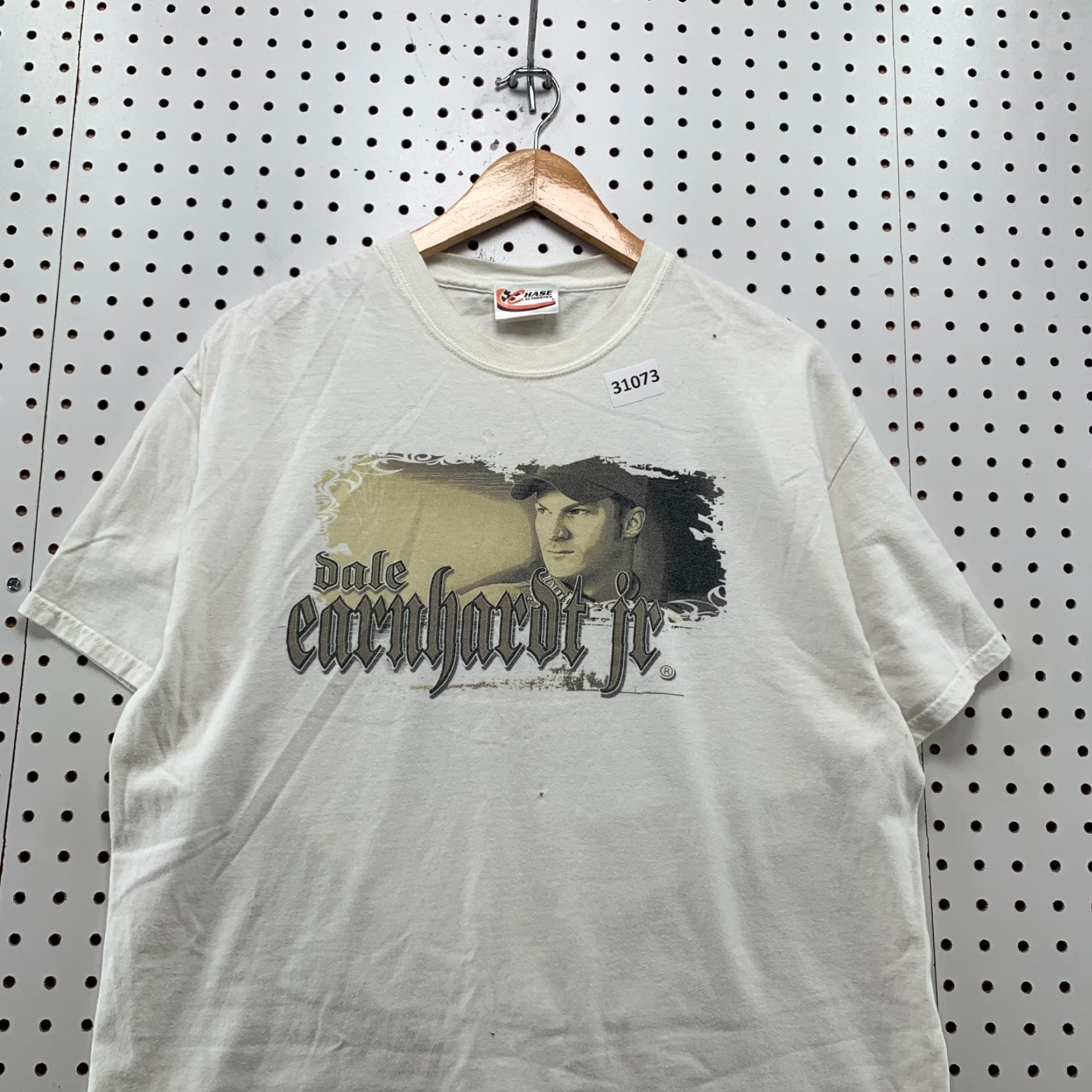Chase Authentics VINTAGE NASCAR Dale Earnhardt Jr Shirt White Mens Large Double-Sided 21.5x27 Size US L / EU 52-54 / 3 - 6 Thumbnail