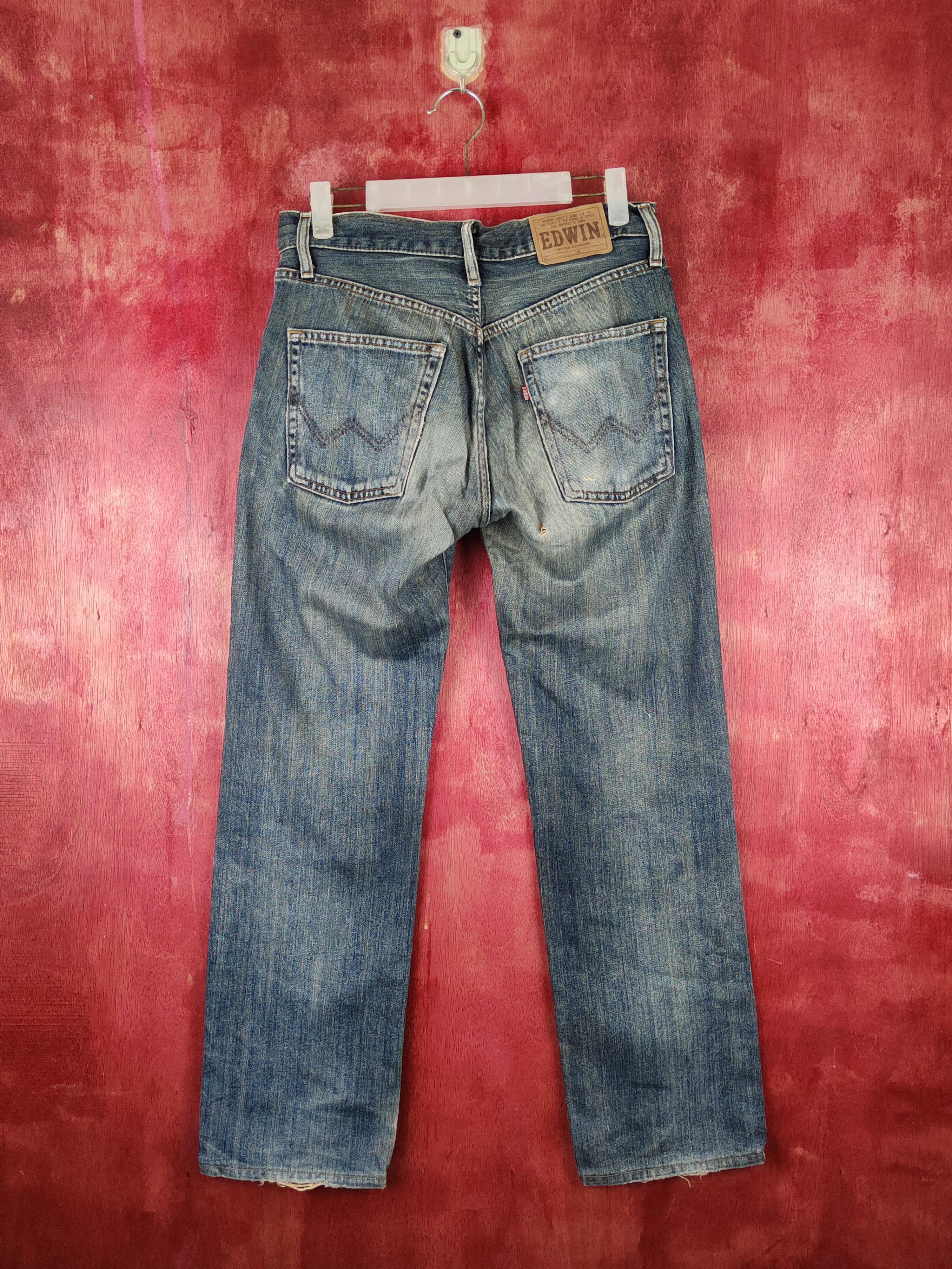 Edwin Edwin Dark Blue Faded Distressed Ripped Jeans #S1640 Size US 28 / EU 44 - 7 Thumbnail