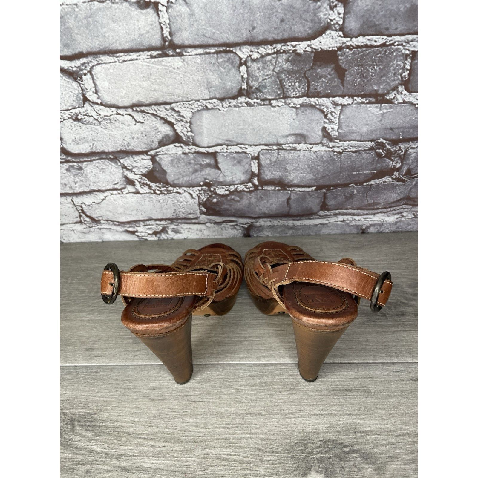Frye Frye Joy Brown Braided Leather Huarache Platform Heel Sandal Size US 6.5 / IT 36.5 - 7 Thumbnail