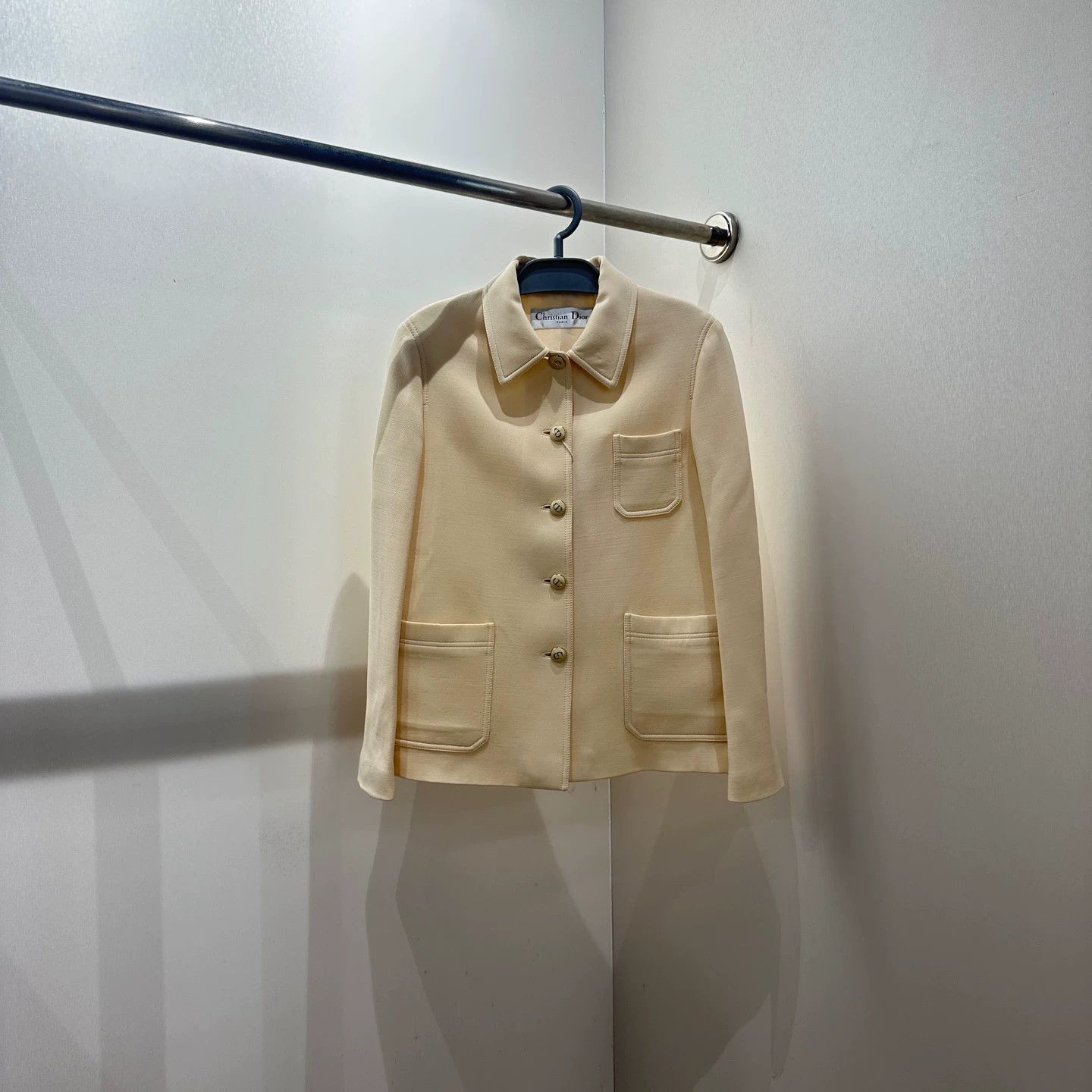 Christian Dior Monsieur Dior Silk Wool Jacket Mother of Pearl Buttons Ivory 34 Size XS / US 0-2 / IT 36-38 - 1 Thumbnail