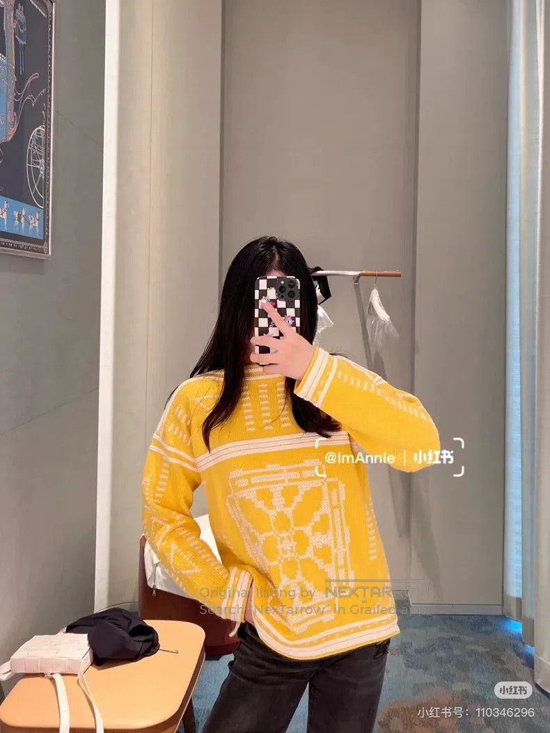 Hermes Hermes Yellow and white color block knit top Size XS / US 0-2 / IT 36-38 - 9 Thumbnail