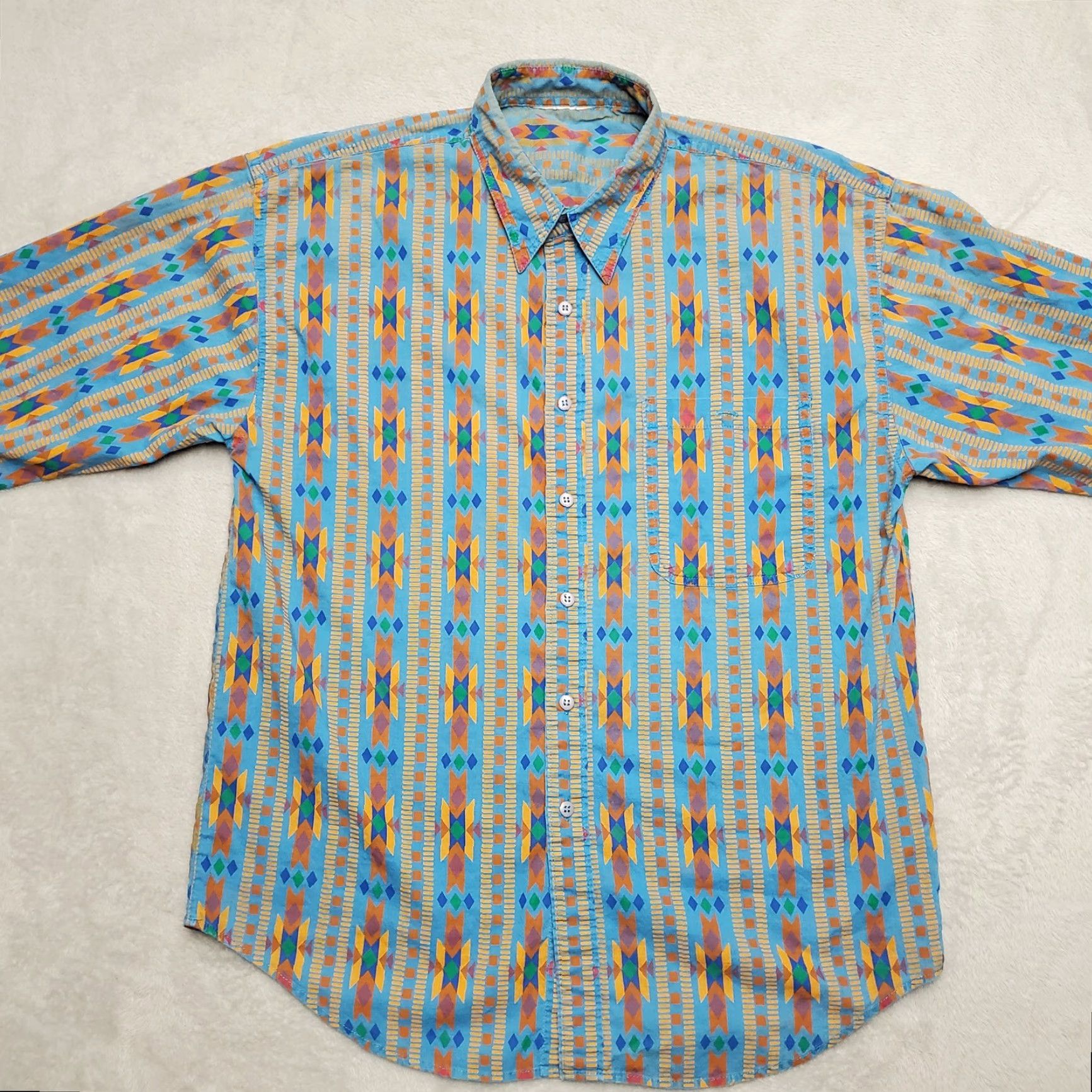 Vintage VINTAGE Shirt Mens Medium Turquoise Orange Blue Aztec Southwestern Cowboy Casual Size US XL / EU 56 / 4 - 6 Thumbnail