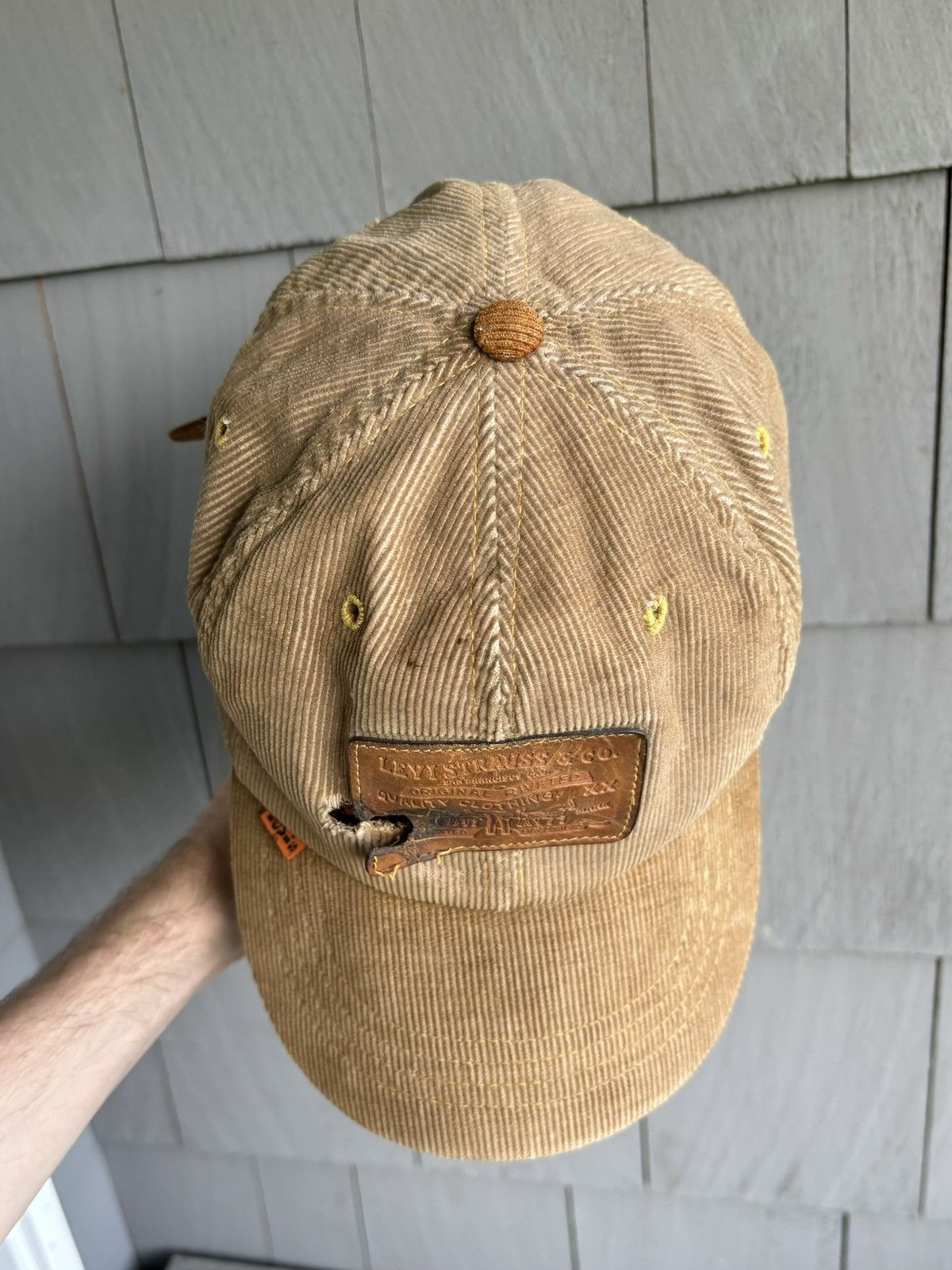 Levi's 1970s Vintage Levi's Orange Tab Corduroy Hat Leather Basebal Size ONE SIZE - 14 Thumbnail