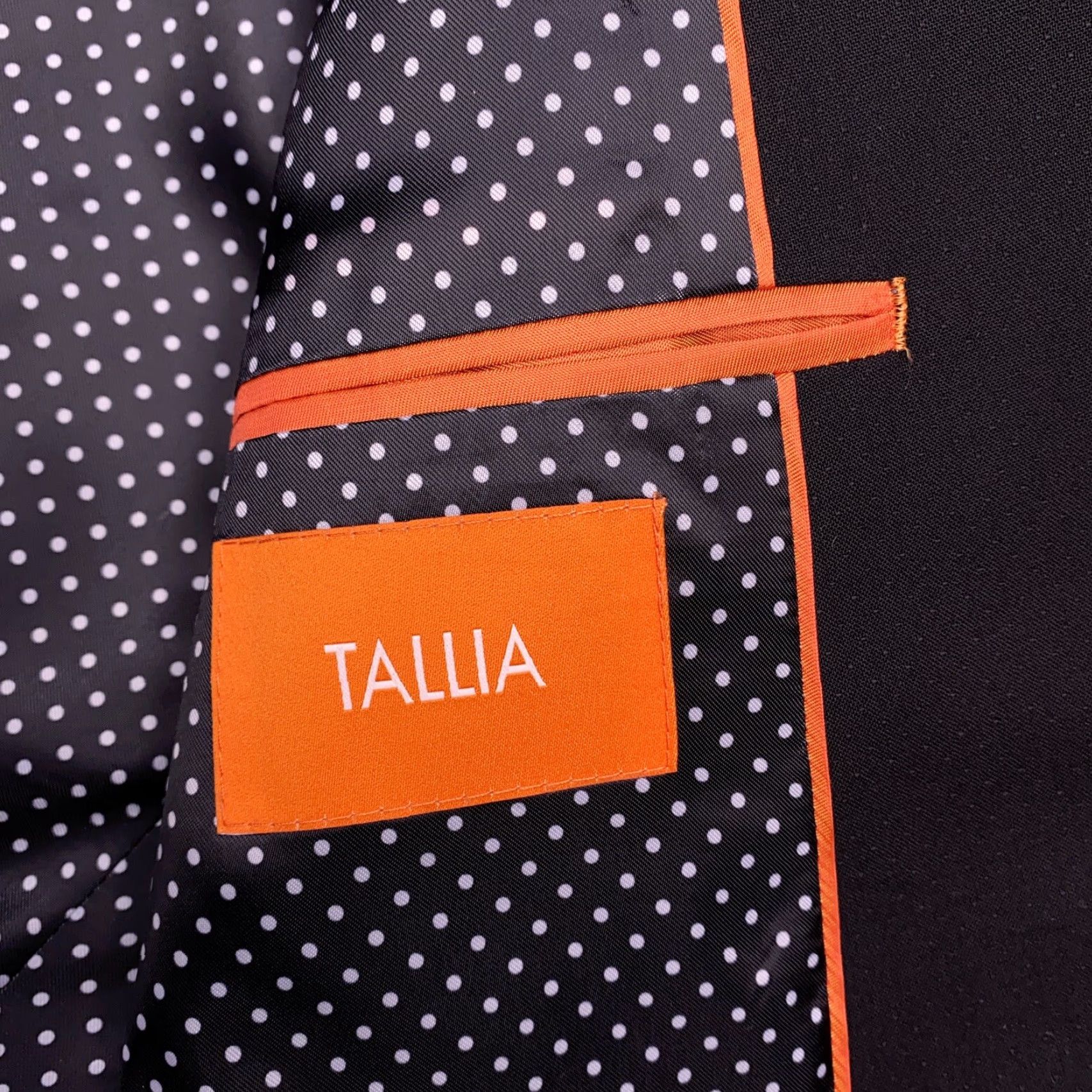 Tallia Tallia Suit Jacket 38L Black Wool Blazer Single-Breasted Notch Lapel Long Coat Mens Winter Formal Size 38R - 4 Thumbnail