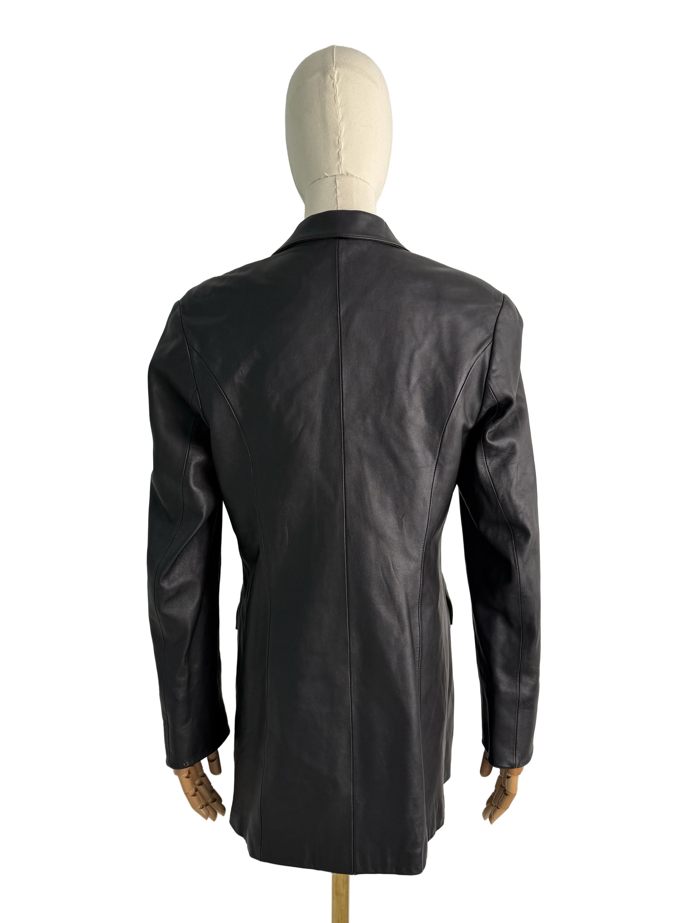 Vintage Vintage Leather Blazer Coat Tailored Button Front Jacket Size L / US 10 / IT 46 - 4 Thumbnail