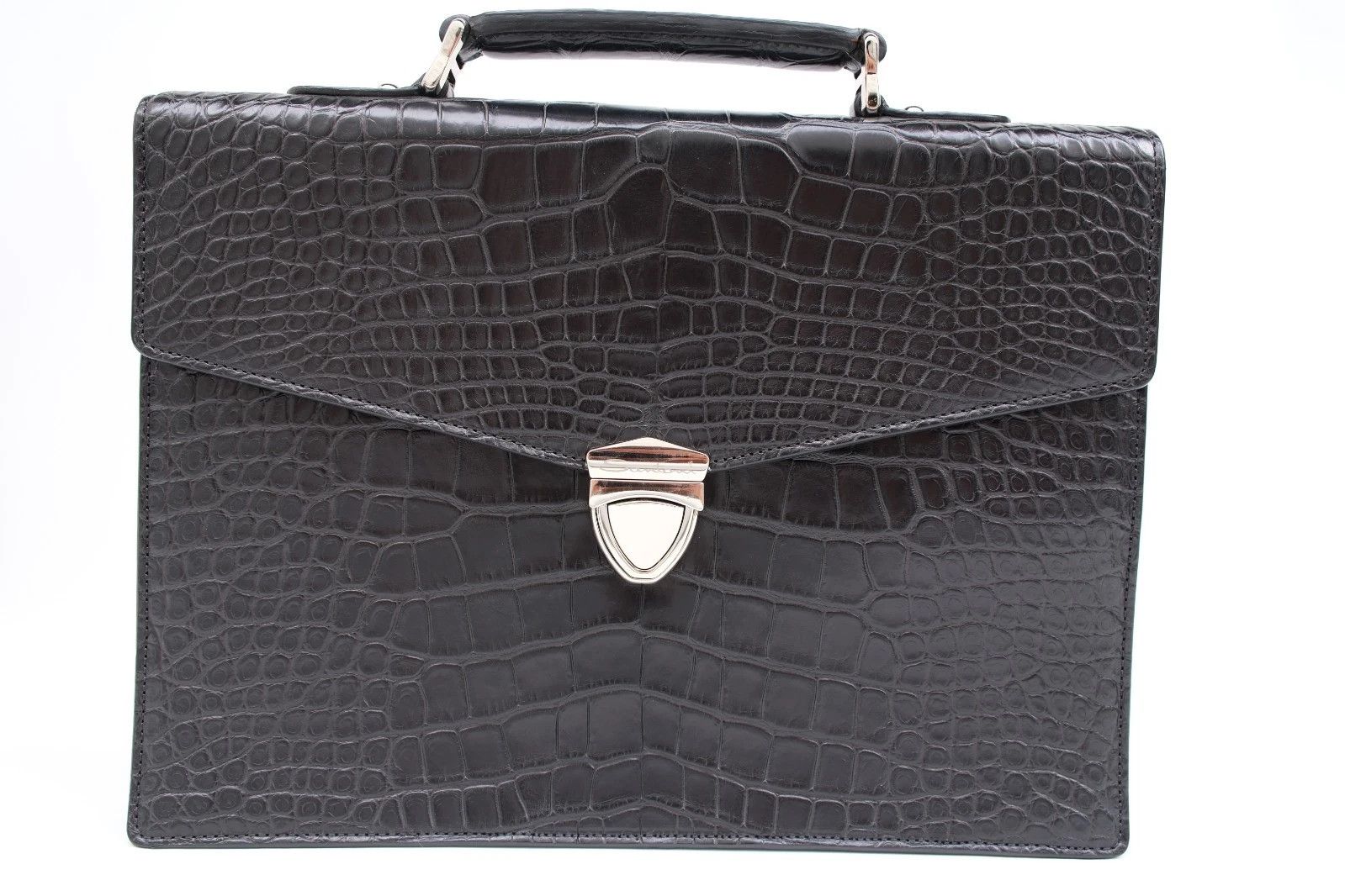Santoni RARE Santoni Black Exotic Crocodile Alligator Briefcase Bag Size ONE SIZE - 1 Thumbnail