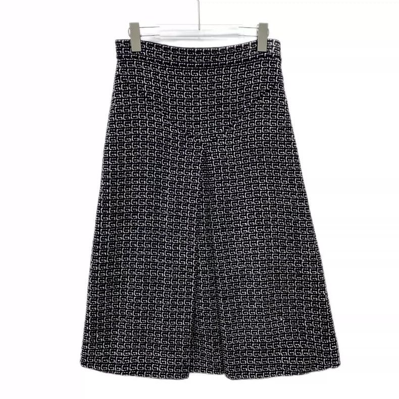 Gucci Gucci Black tip-patterned jacquard full-print wool skirt 25 Size 27" / US 4 / IT 40 - 1 Thumbnail