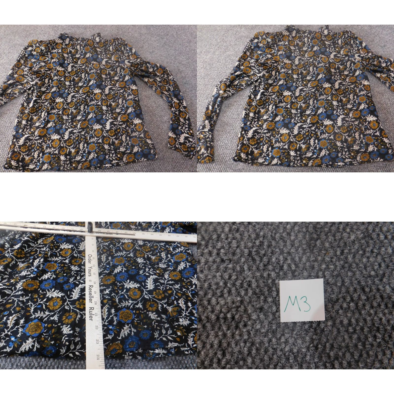 Joie JOIE Blouse Shirt Womens M Black Floral Long Sleeve V-Neck Polyester Rayon Stretch Casual Regular Button Pullover Modern Basic Size M / US 6-8 / IT 42-44 - 8 Thumbnail