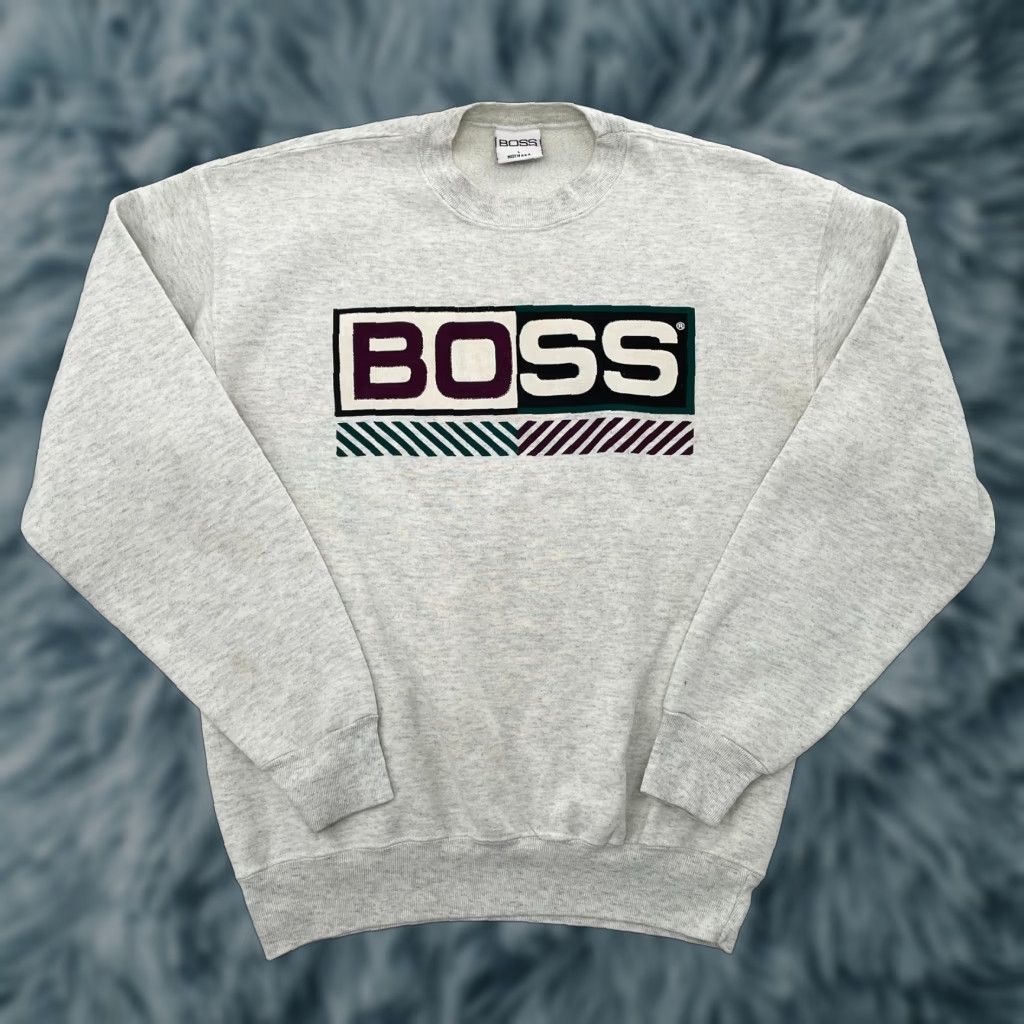 Vintage VINTAGE Boss Sweater Logo Gray Crew Neck Long Sleeve Pullover Mens L CD? Size US L / EU 52-54 / 3 - 1 Thumbnail