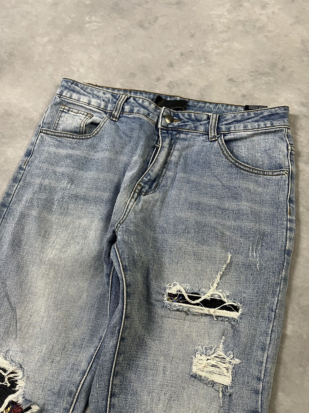 Number (N)ine 2000s Amiri Mx1 Distressed Ripped Wash Jeans Lgb Ifsix Size US 32 / EU 48 - 5 Thumbnail