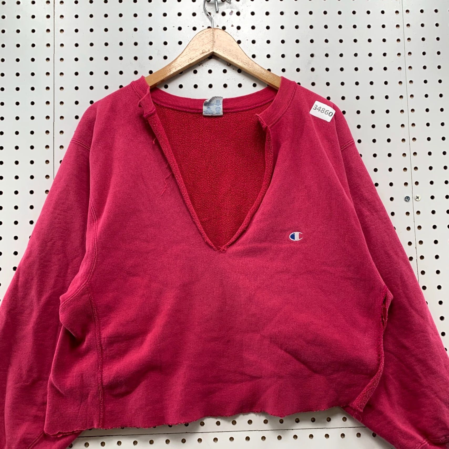Champion VINTAGE Champion Sweatshirt Womens XL 90s Reverse Weave Pourover Pink Logo USA Cropped Chopped USPS? Size XL / US 12-14 / IT 48-50 - 4 Thumbnail