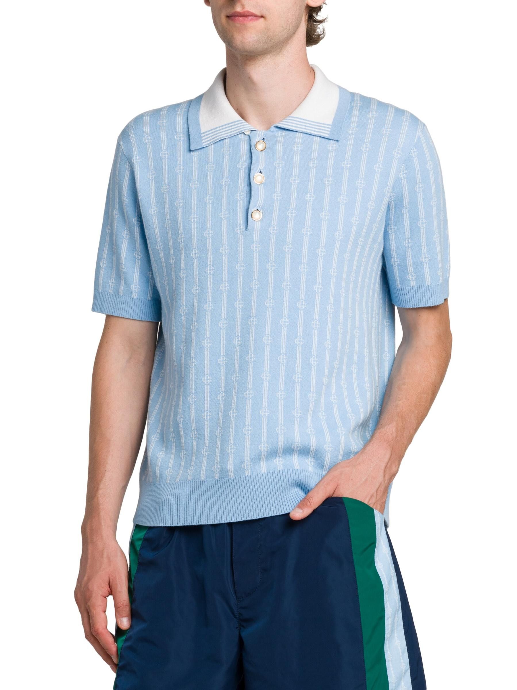 Casablanca os11x0725 Monogram Polo Shirt in Blue Size US M / EU 48-50 / 2 - 3 Thumbnail