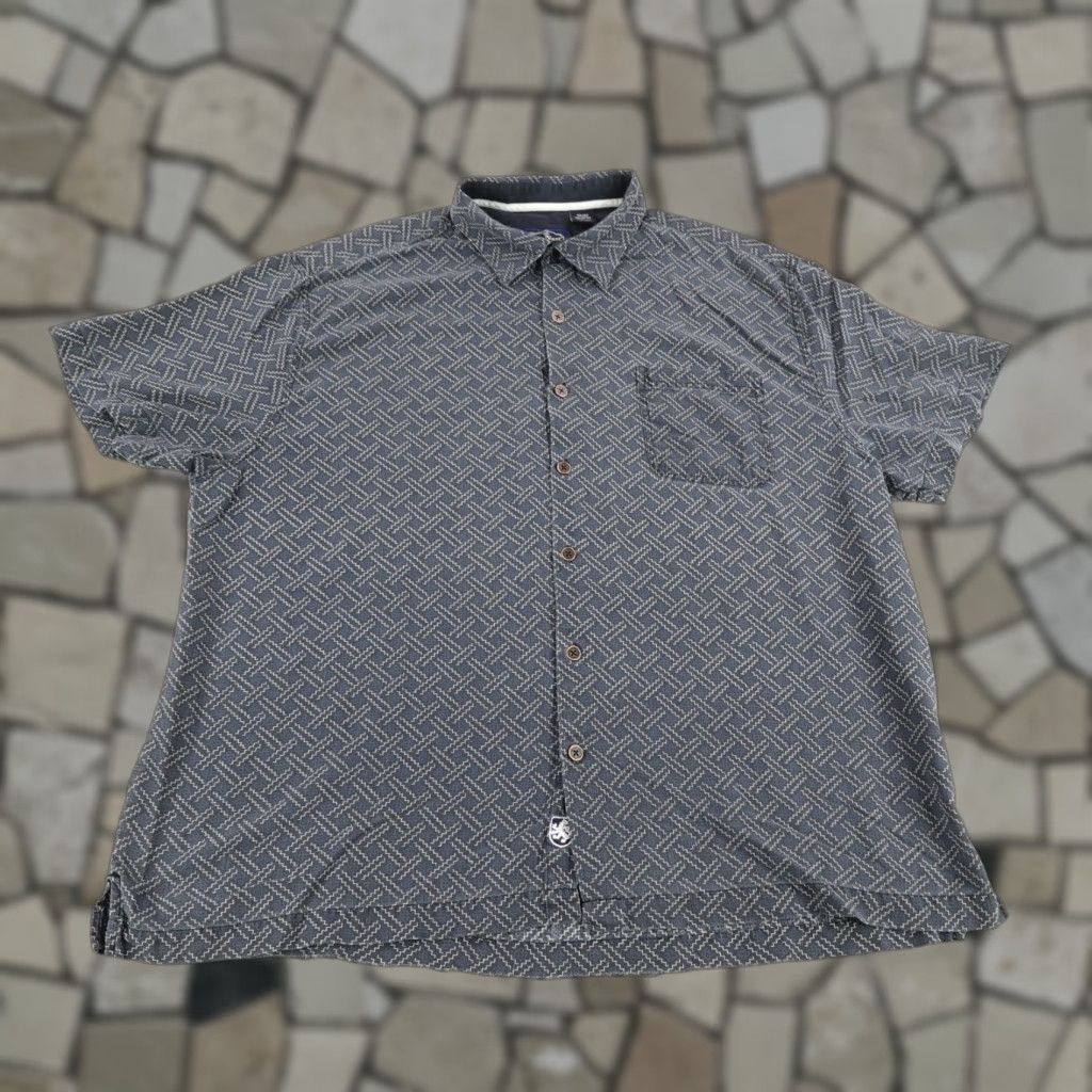 Nat Nast Nat Nast Shirt Mens XL Blue Geometric Button Up Silk Blend Camp Relax Luxury Size US XL / EU 56 / 4 - 1 Thumbnail