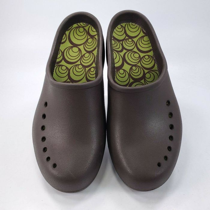 Crocs Casual Slip On Comfort Mule Clog Womens Size 6 Brown Green Rubber