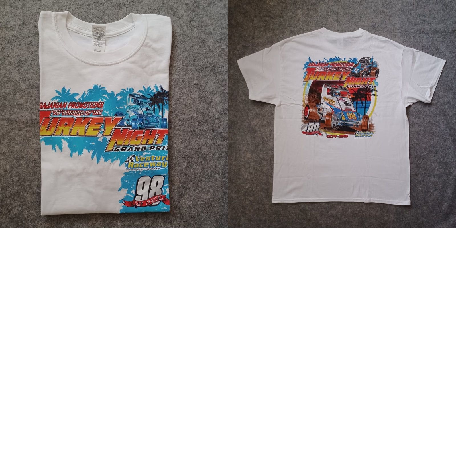 Gildan Gildan Ultra Cotton Shirt Mens Large White 98 Lap Special Ventura Raceway Turkey Night Grand Prix Car Logo All Seasons Short Sleeve Crew Neck Vintage Size US L / EU 52-54 / 3 - 9 Thumbnail