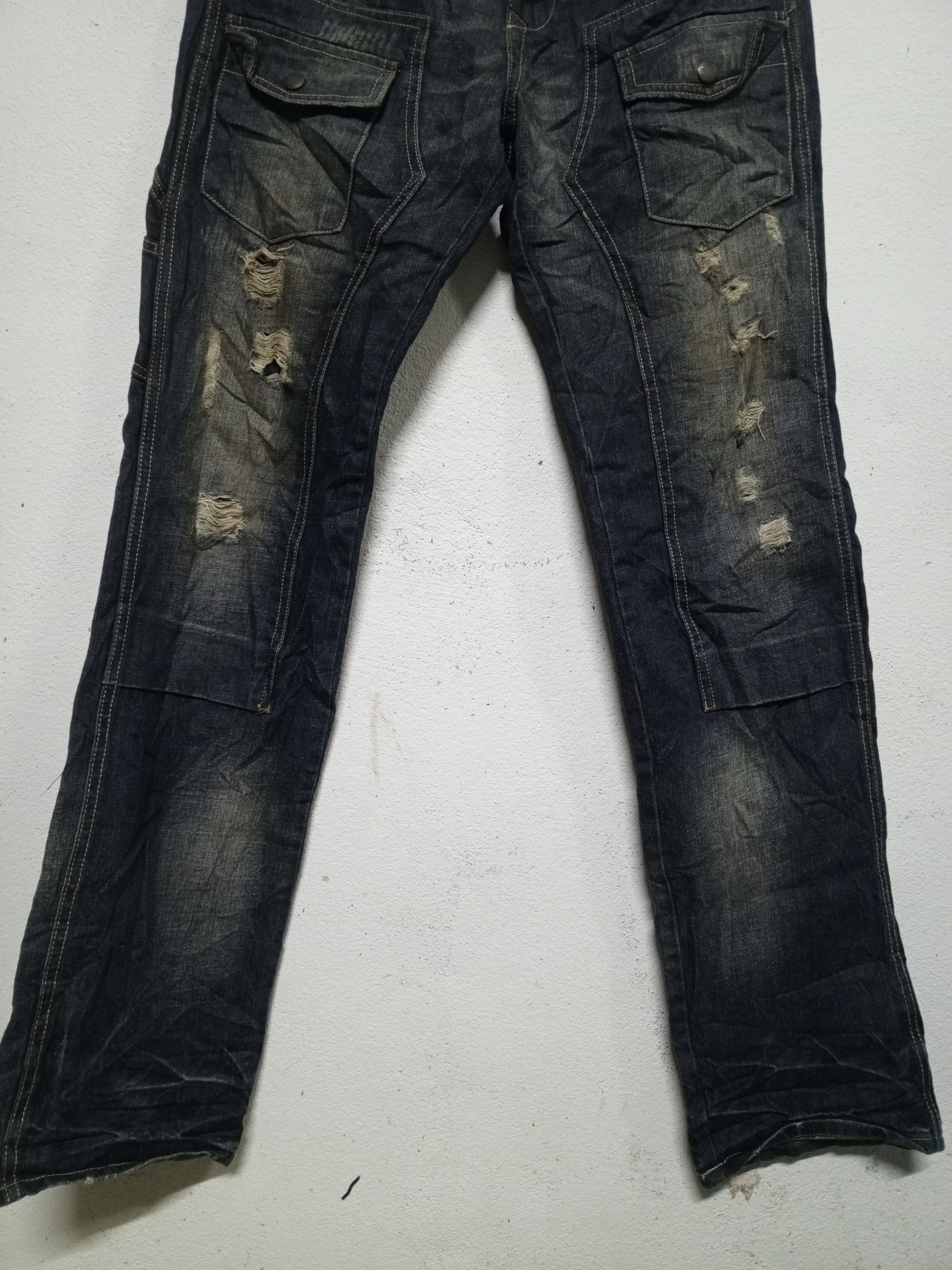 Japanese Brand 🔥Japan Free Gate Distressed Denim Double Knee Bush Pant🔥 Size US 26 / EU 42 - 3 Thumbnail