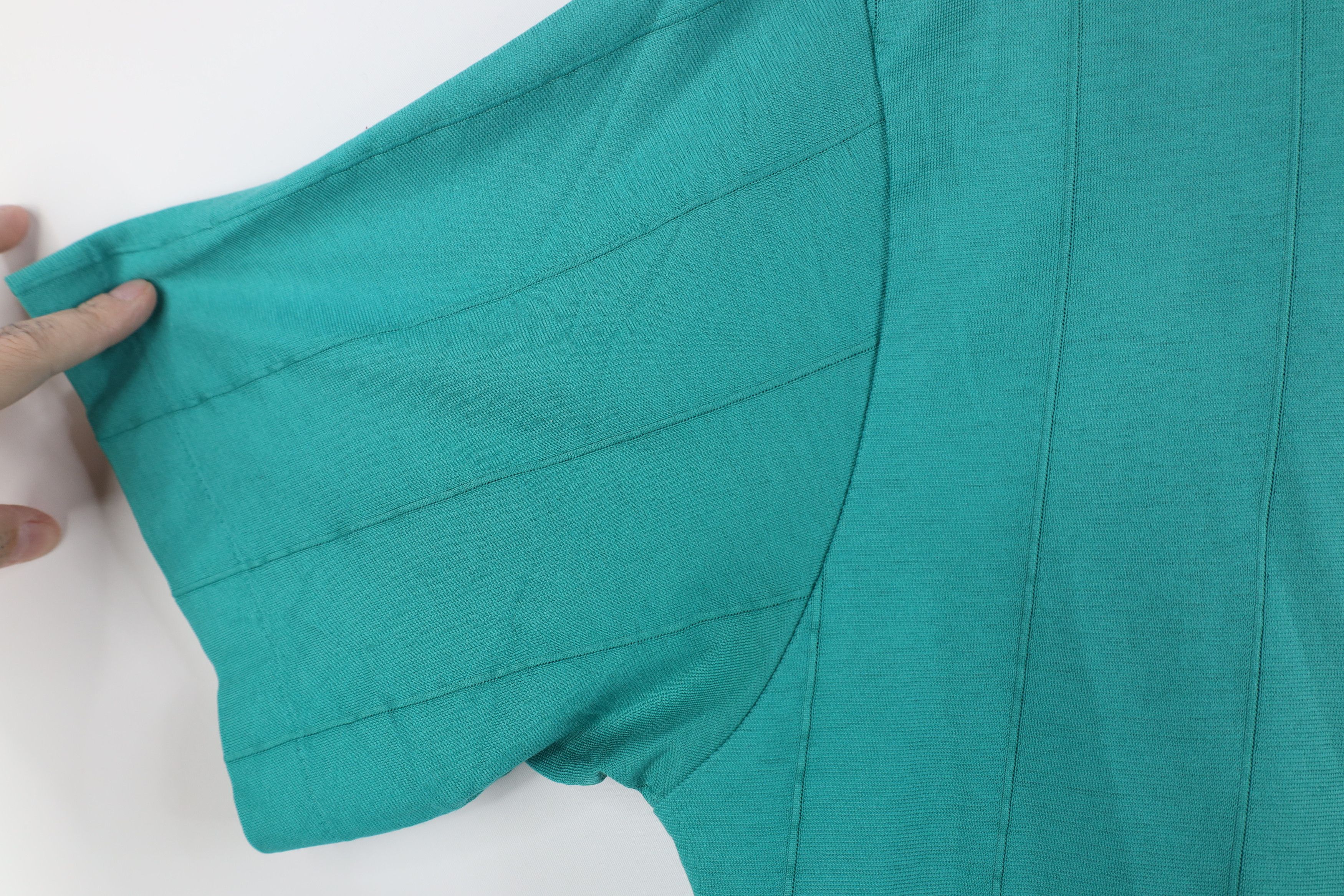Vintage Vintage 90s Streetwear Striped Knit Golf Polo Shirt Teal Size US L / EU 52-54 / 3 - 6 Thumbnail