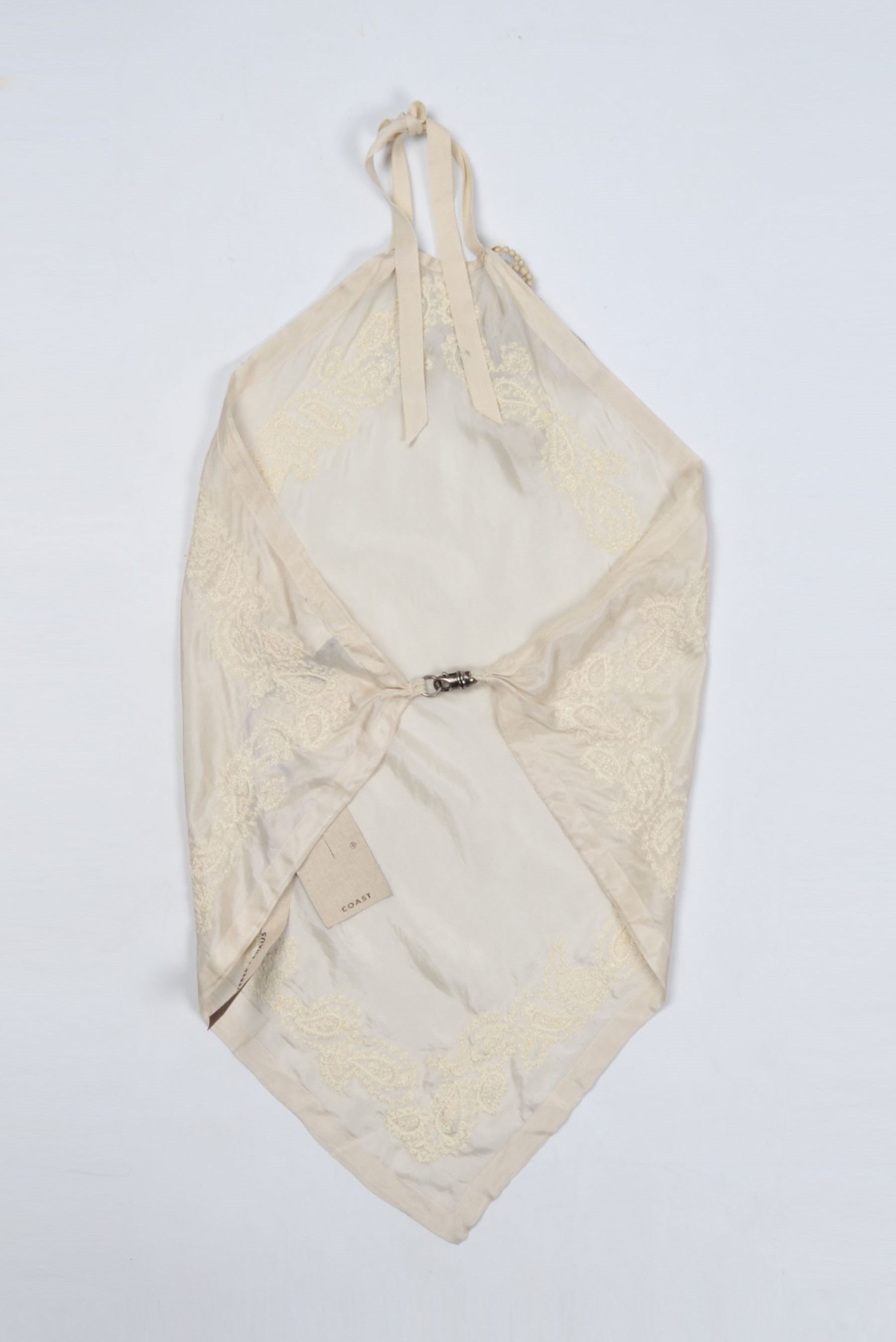Vintage Coast Y2K Pearl Necklace Silk Bohemian Halter Scarf Top Size M / US 6-8 / IT 42-44 - 11 Thumbnail