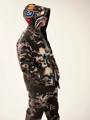 image of Bape Thermography Shark Full Zip Hoodie, Men's (Size 2XL)