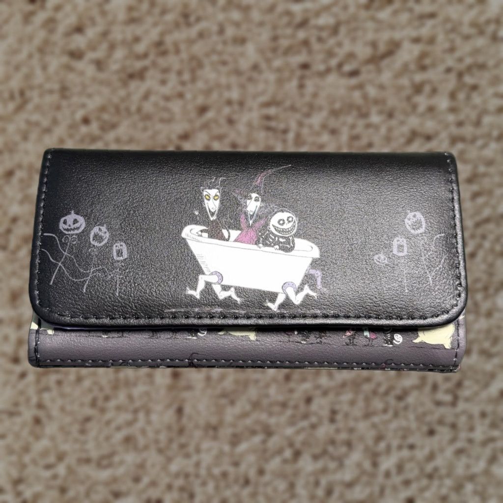 Vintage LOUNGEFLY Disney Nightmare Before Christmas Flap Wallet Lock Shock Barrel Black One Size Womens Size ONE SIZE - 1 Thumbnail