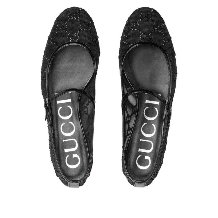 Gucci o1loc1c0426 835809 Women's GG Crystal Ballet Flat in Black Size US 6.5 / IT 36.5 - 4 Thumbnail