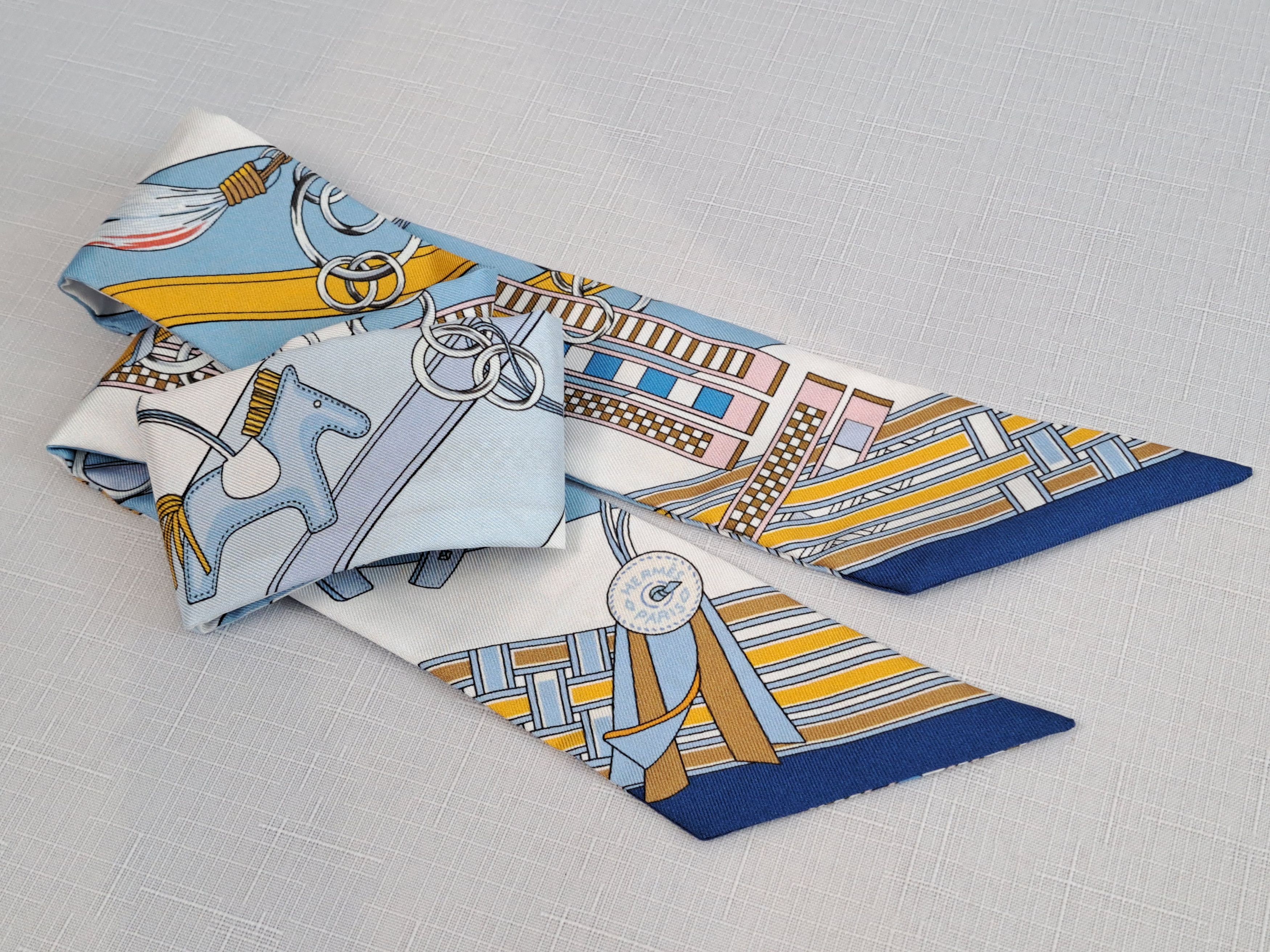 Hermes HERMES Paris silk twilly scarf. Size ONE SIZE - 3 Thumbnail