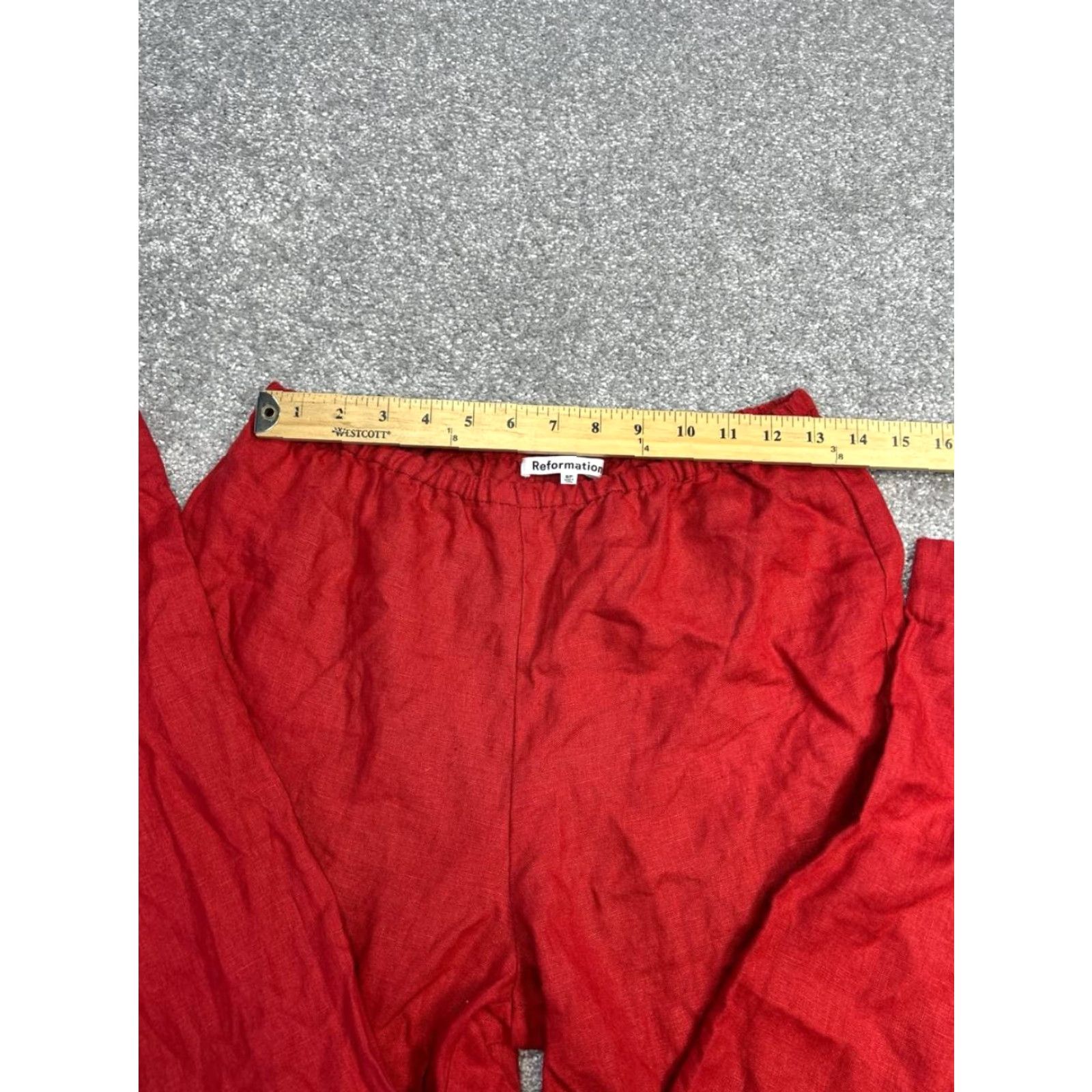 Reformation Reformation Pants Womens Small Red Linen Stretch High Rise Straight Leg Size 26" / US 2 / IT 38 - 6 Thumbnail