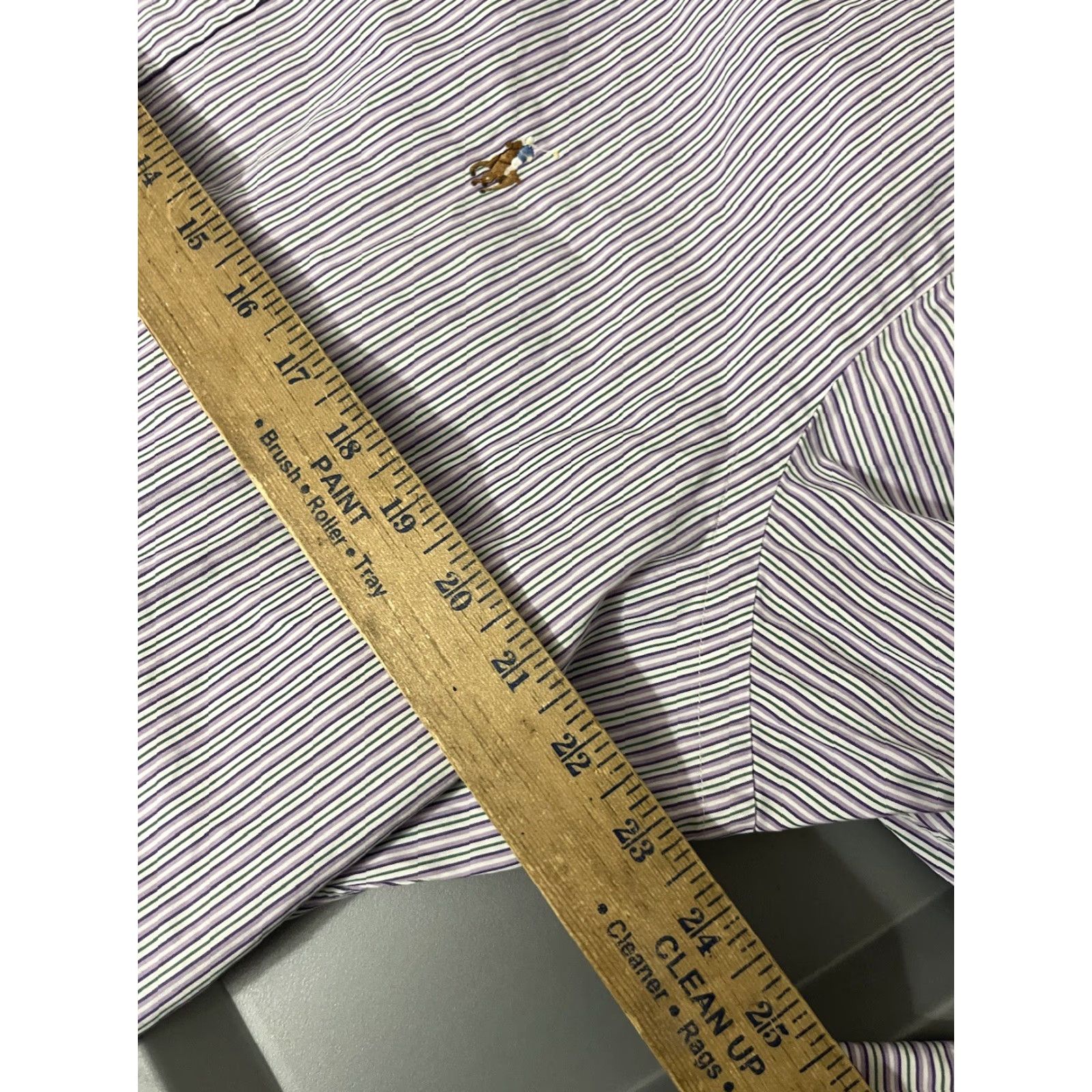 Polo Ralph Lauren VINTAGE Polo Ralph Lauren Dress Shirt Mens Regular 16.5 Purple Striped Regent Classic Fit Size 42R - 6 Thumbnail