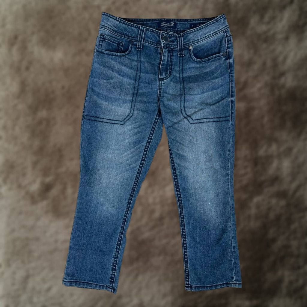Vintage Seven7 Women Jeans Cropped Slim Straight Mid Rise Denim 8 Medium Wash Size 30" / US 8 / IT 44 - 1 Thumbnail