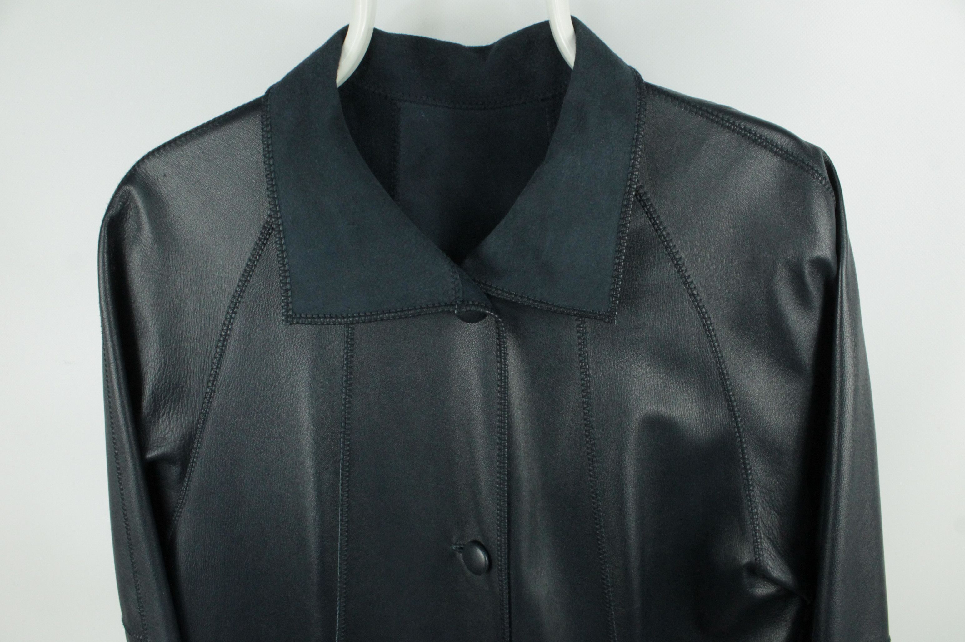 Other Friitala Finland Reversible Blue Leather Coat Jacket Women's Size L / US 10 / IT 46 - 2 Thumbnail