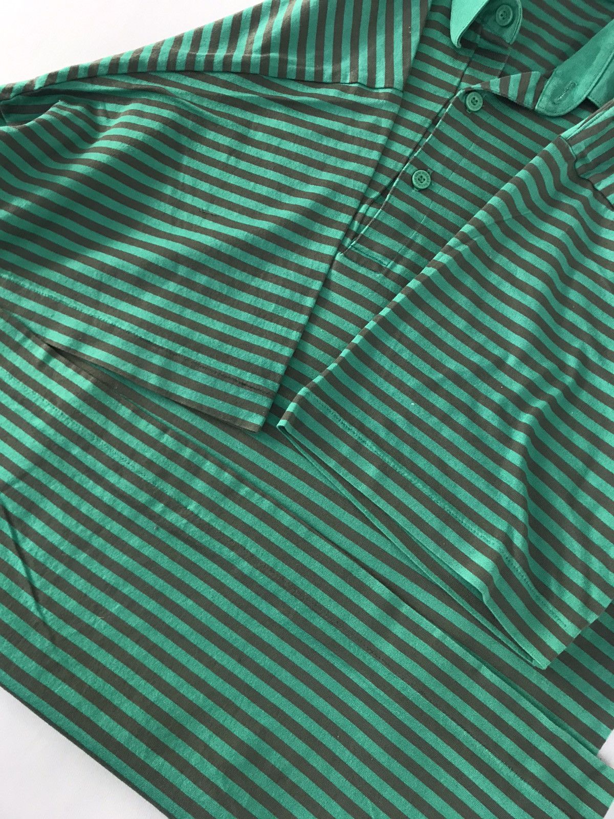 Pierre Balmain 90s Pierre Balmain Paris Single Pocket Stripe Green Polo Tee Size US M / EU 48-50 / 2 - 6 Thumbnail