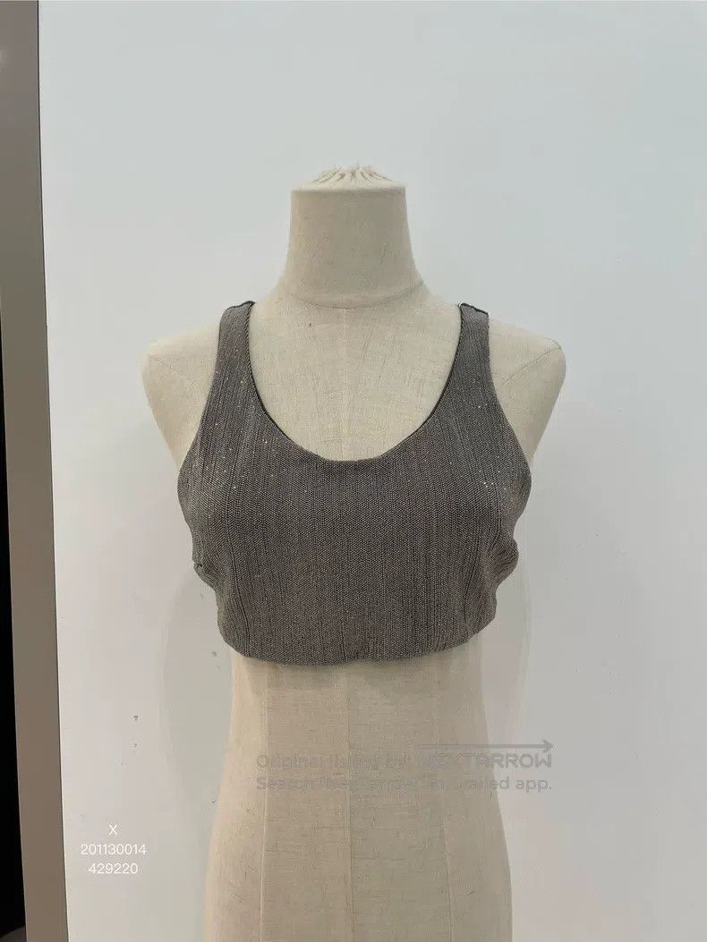 Brunello Cucinelli Brunello Cucinelli Silver studded cotton vest Size XS / US 0-2 / IT 36-38 - 1 Thumbnail