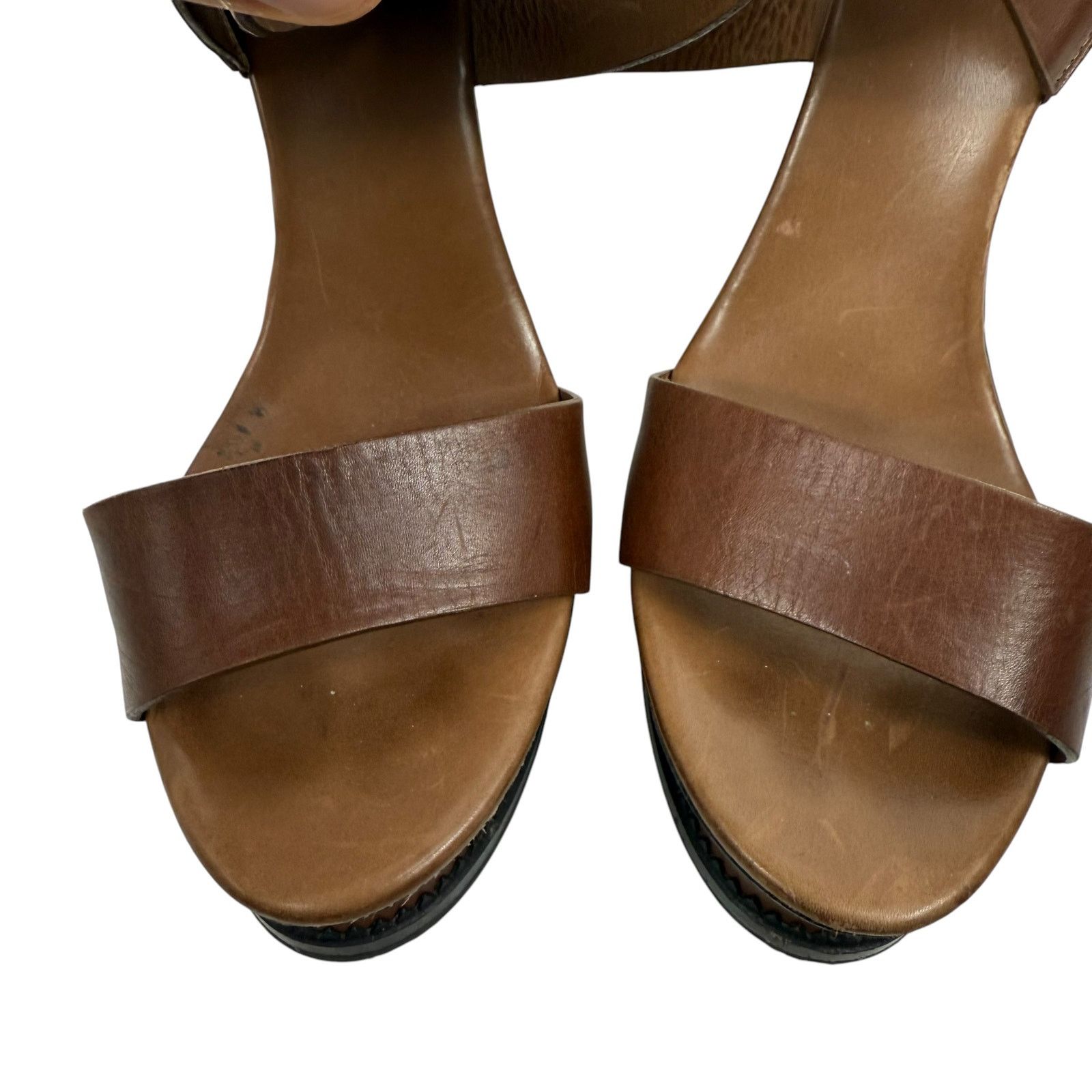 Diane von Furstenberg Diane Von Furstenberg Onmi Ankle Wrap Wedges Brown Leather Size US 9.5 / IT 39.5 - 9 Thumbnail