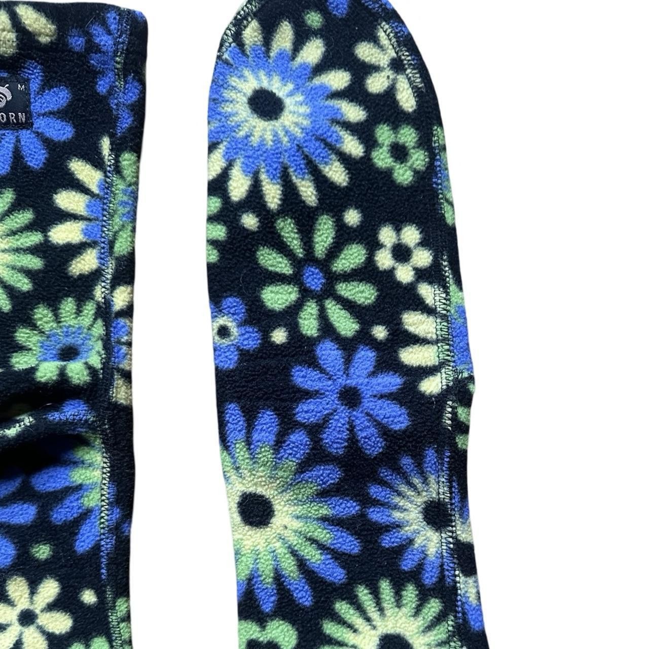 Vintage Black floral fleece thermal socks Size ONE SIZE - 4 Thumbnail