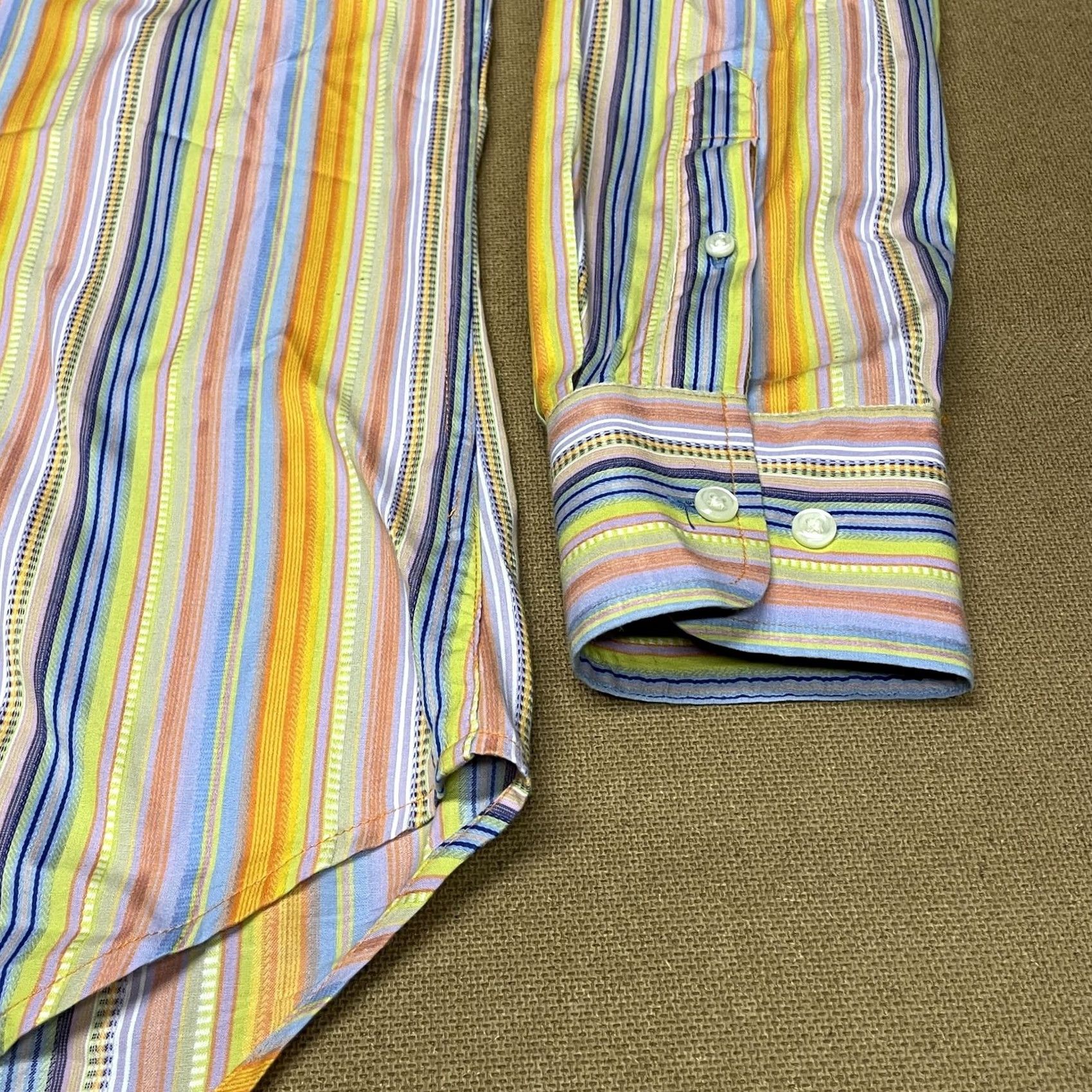 Robert Graham Robert Graham Shirt Mens L Multicolor Stripe Long Sleeve Button Front Embroidered Casual Shirt Size 42R - 4 Thumbnail