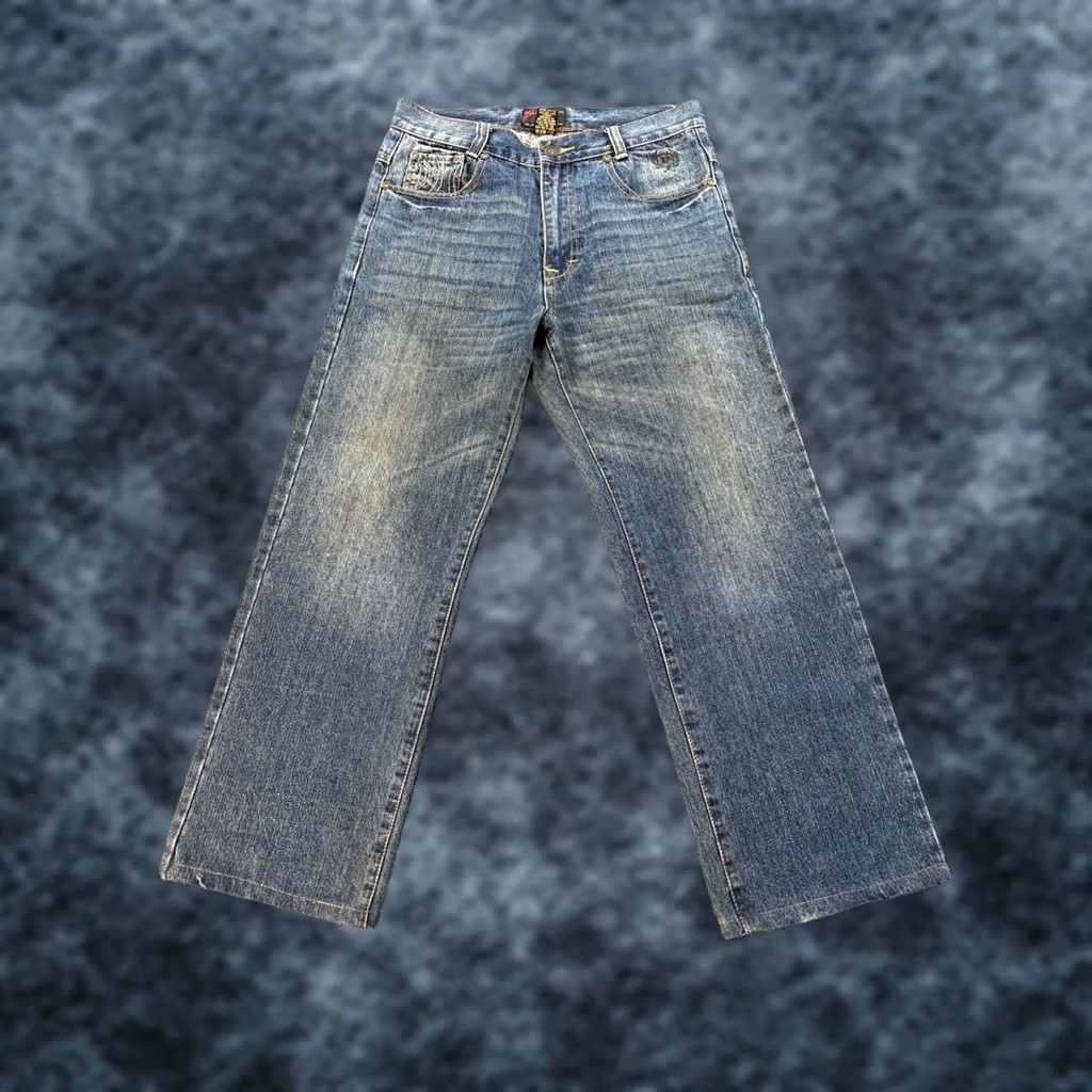Phat Farm VINTAGE Phat Farm Jeans Mens 34x28 Dark Wash Embroidered Distressed 90s Size US 34 / EU 50 - 1 Thumbnail