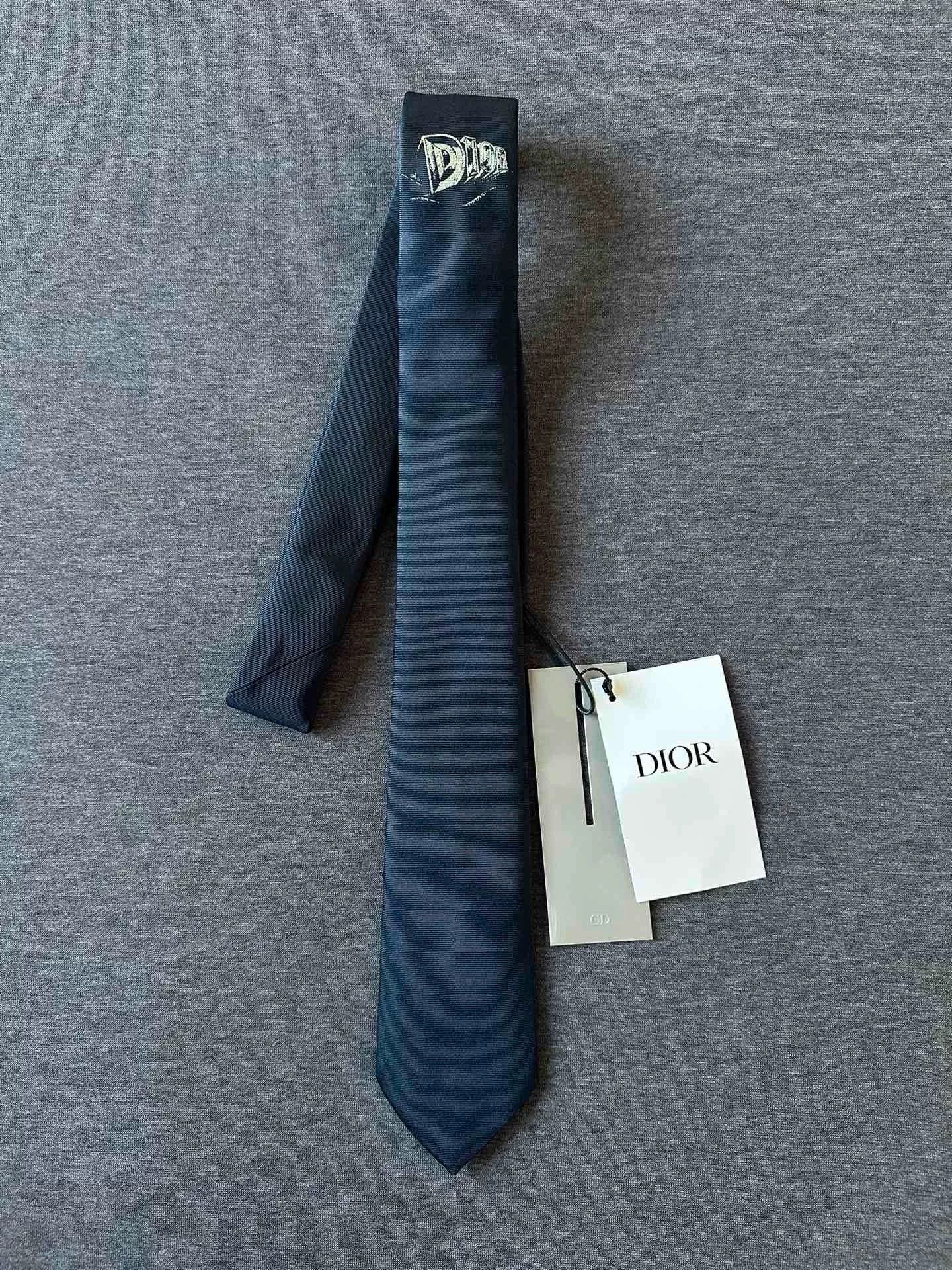 Dior Dior Dark Blue Letter Logo Tie Size ONE SIZE - 1 Thumbnail