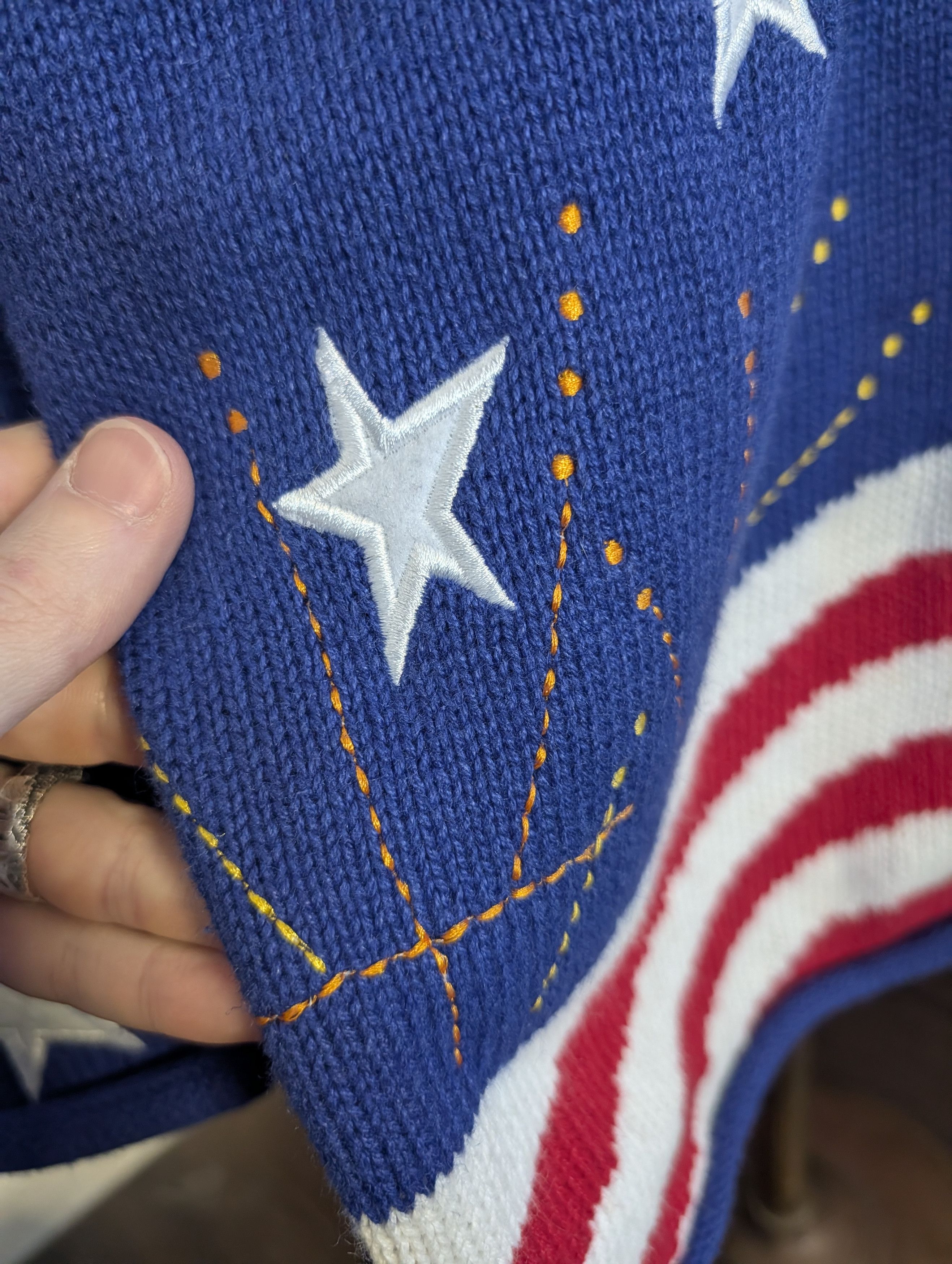 Quacker Factory Vintage RAMIE knit USA stars & stripes cardigan Med Size M / US 6-8 / IT 42-44 - 4 Thumbnail