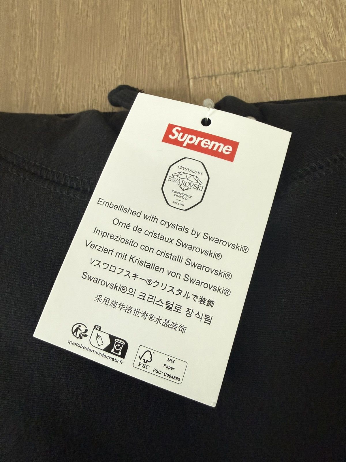 Supreme × Swarovski Supreme Swarovski Black Motion Logo Hoodie Sweatshirt Large Size US L / EU 52-54 / 3 - 7 Thumbnail