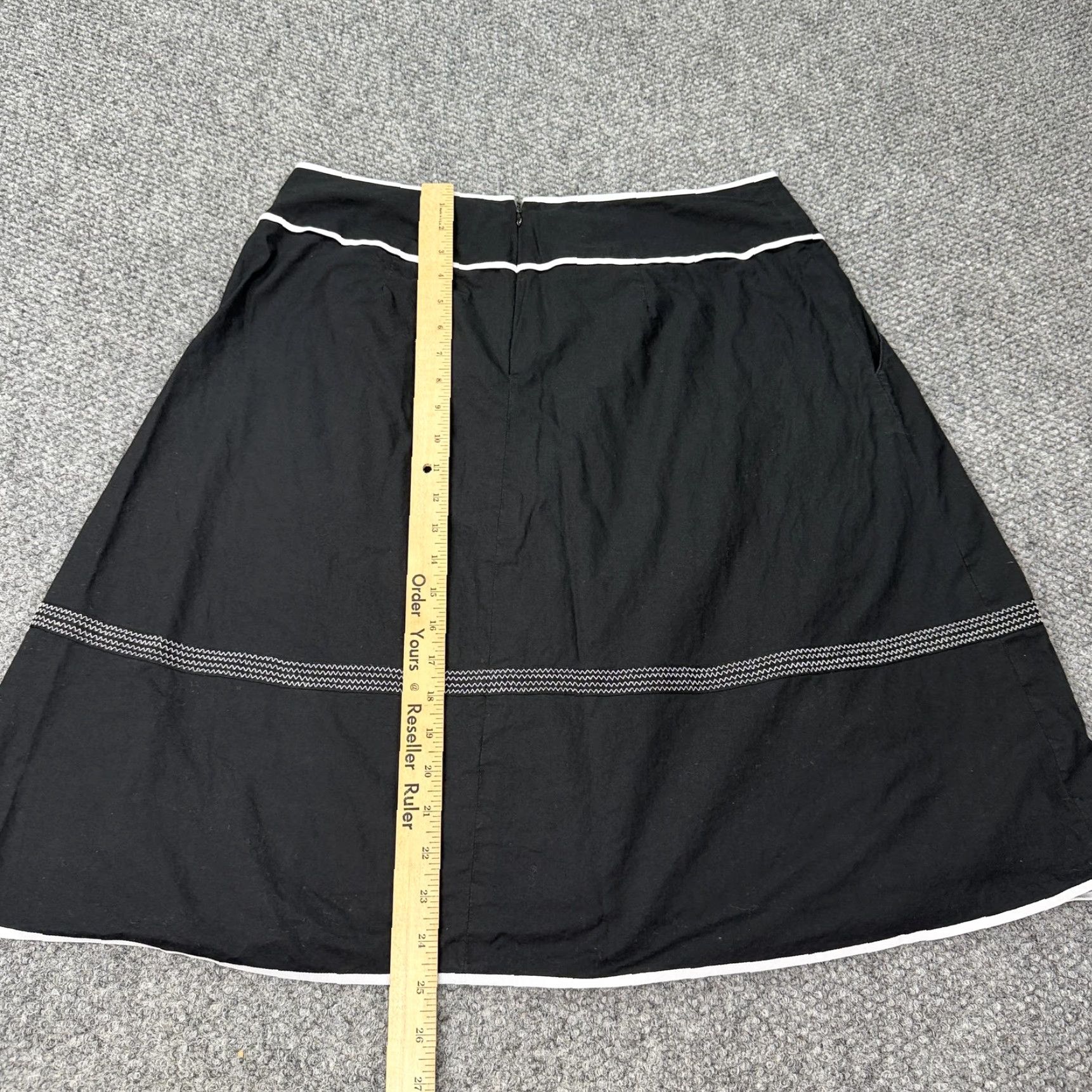 Talbots Talbots Skirt Women 12 A-Line Knee Length Black Cotton Lined Pockets Zip Size 34" / US 12 / IT 48 - 7 Thumbnail