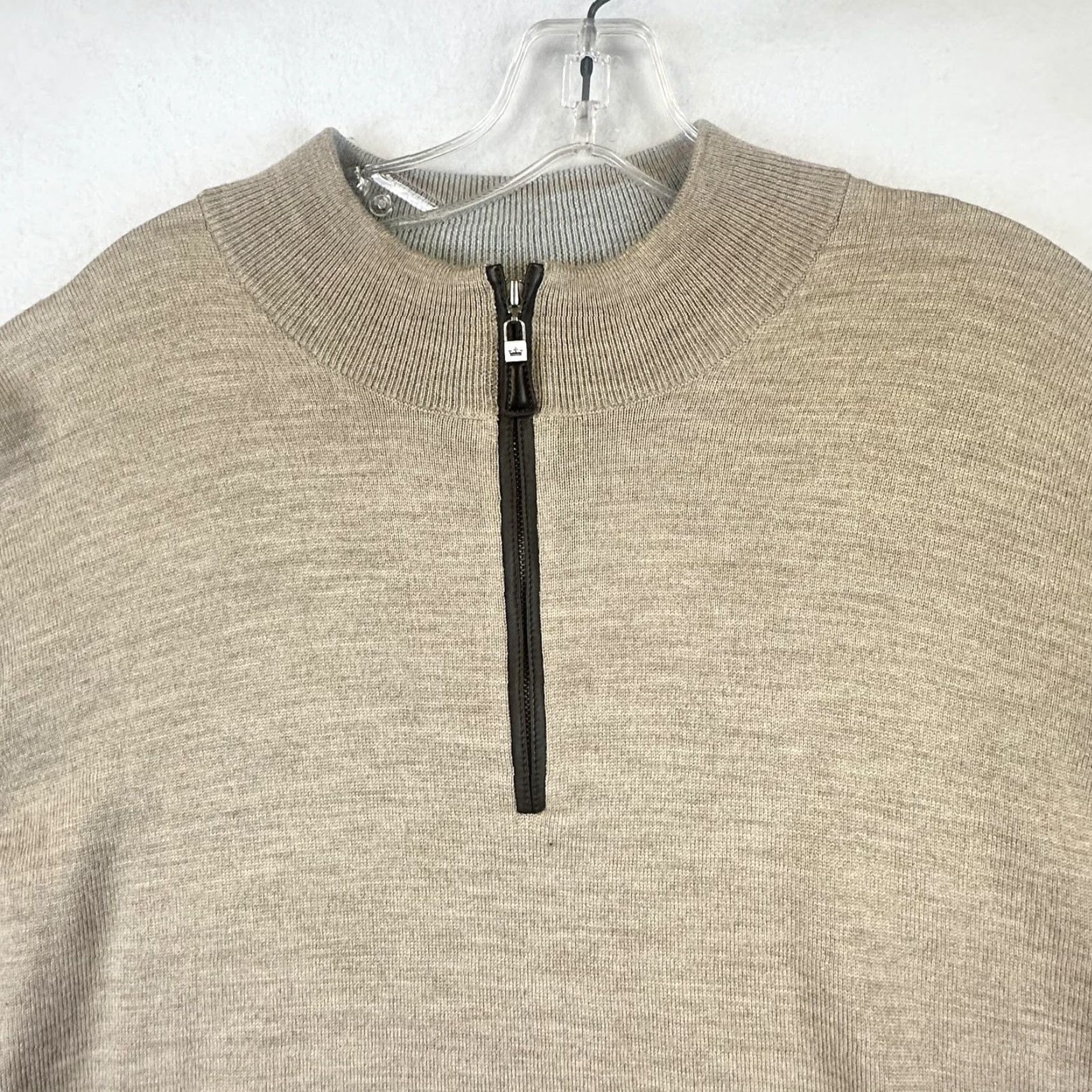 Peter Millar Peter Millar Sweater Mens XL Beige Mock Neck 1/4 Zip Pullover Merino Wool Blend Knit Solid Vintage No hole Flaw Size US XL / EU 56 / 4 - 3 Thumbnail