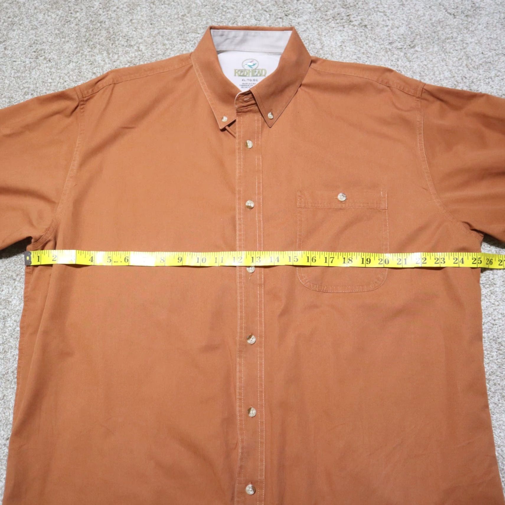 Vintage VINTAGE Red Head Orange Pumpkin Spice Short Sleeve Button-Up Shirt Adult Men XL Fall Summer Casual Size US XL / EU 56 / 4 - 4 Thumbnail