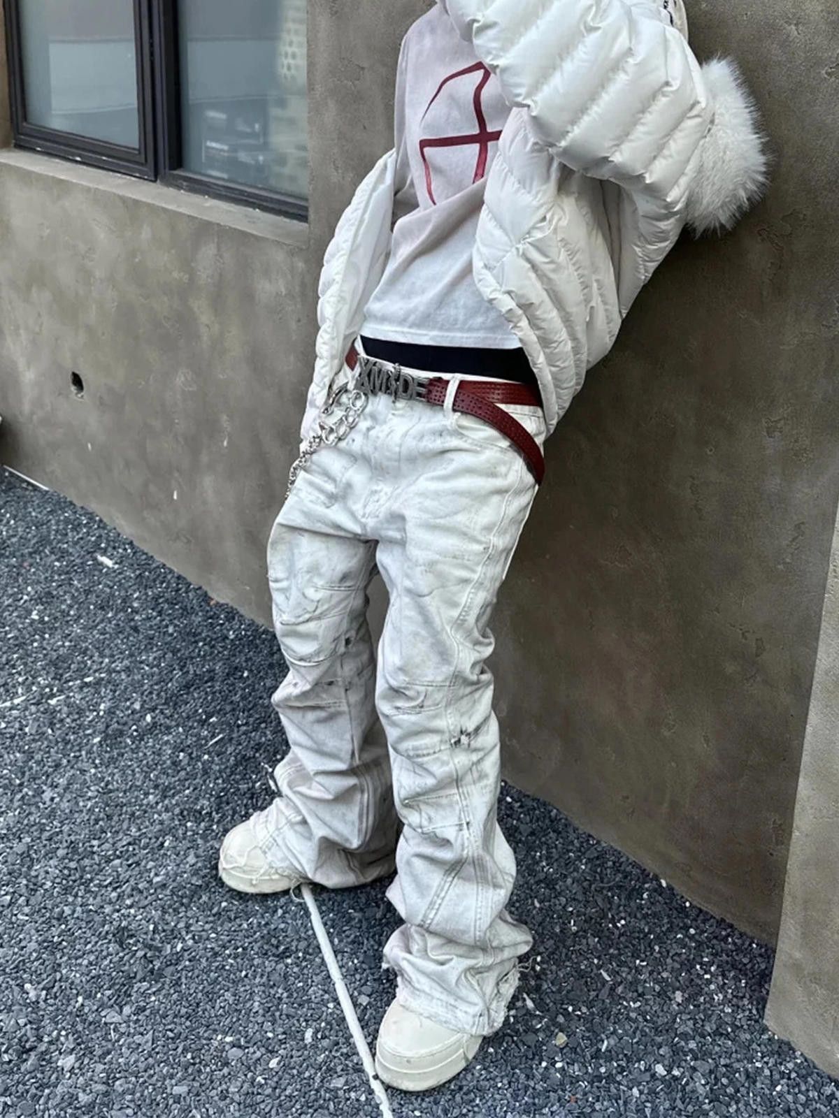 Other Tie-Dye Micro-Flare Floor-Length White Denim | Washed Stack Size US 32 / EU 48 - 5 Thumbnail