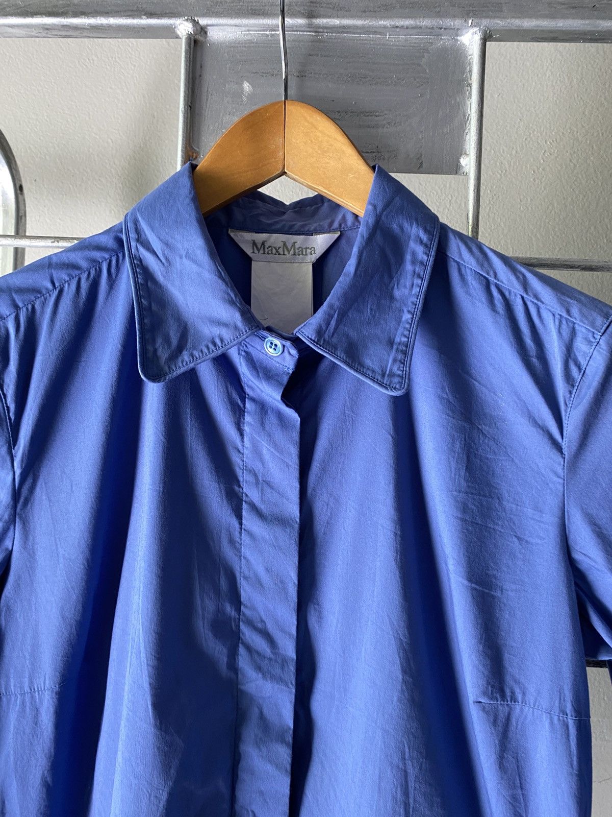Max Mara MaxMara Light Blue Long-Sleeve Formal Shirt Size ONE SIZE - 11 Thumbnail