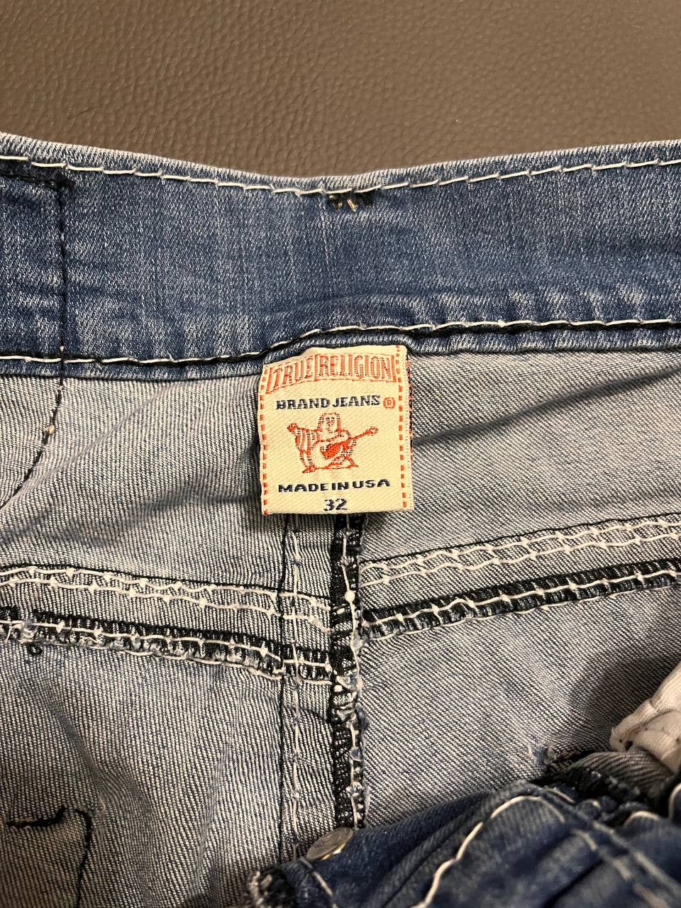 Ed Hardy × Japanese Brand × True Religion 💥Y2k Vintage True Religion White Stitch Slim Straight Jeans Size US 32 / EU 48 - 3 Thumbnail