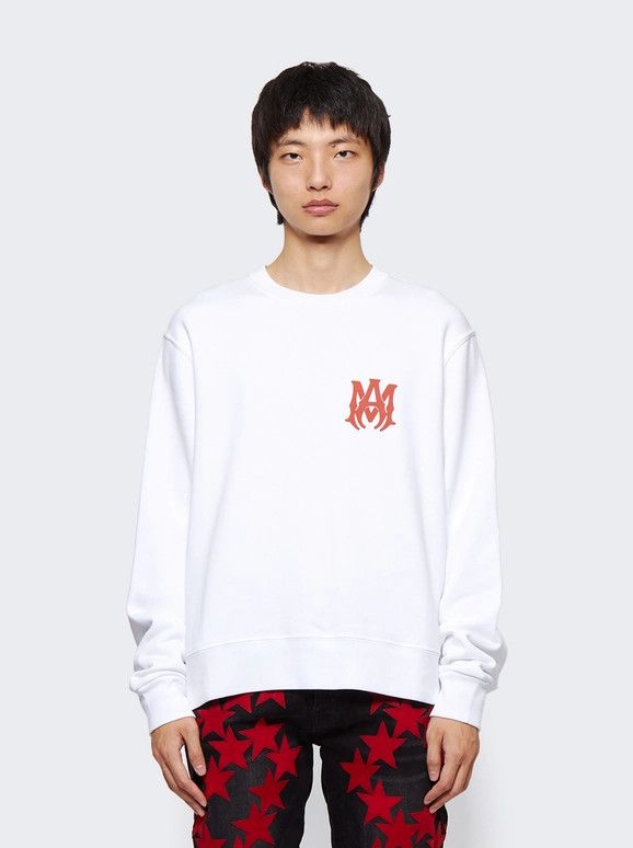 Amiri o1gr1nt1124 MA Logo Crewneck Sweatshirt in White Red Size US XXL / EU 58 / 5 - 3 Thumbnail