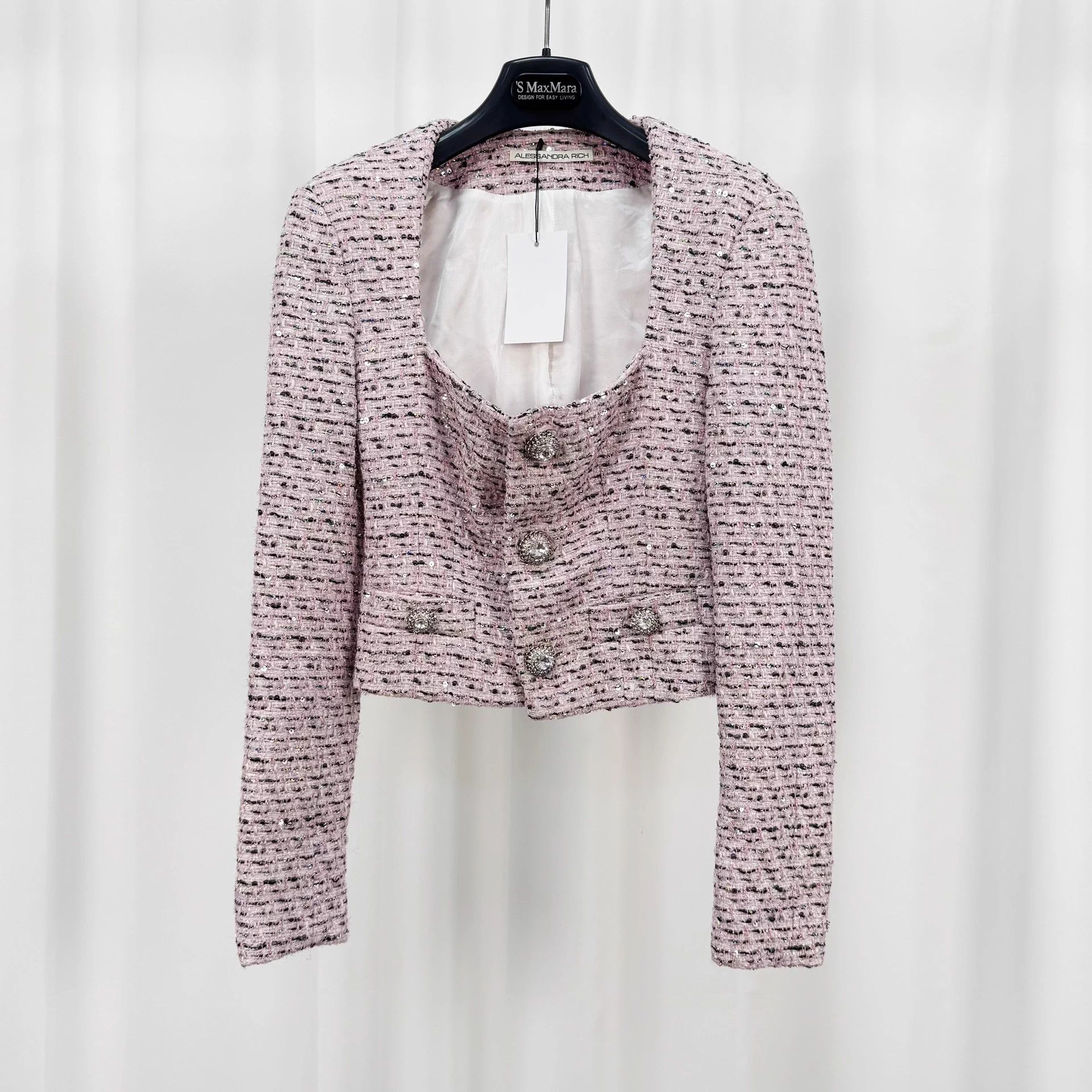 Alessandra Rich Alessandra Rich tweed seq-crystal short jacket NWT 36 Size XS / US 0-2 / IT 36-38 - 1 Thumbnail