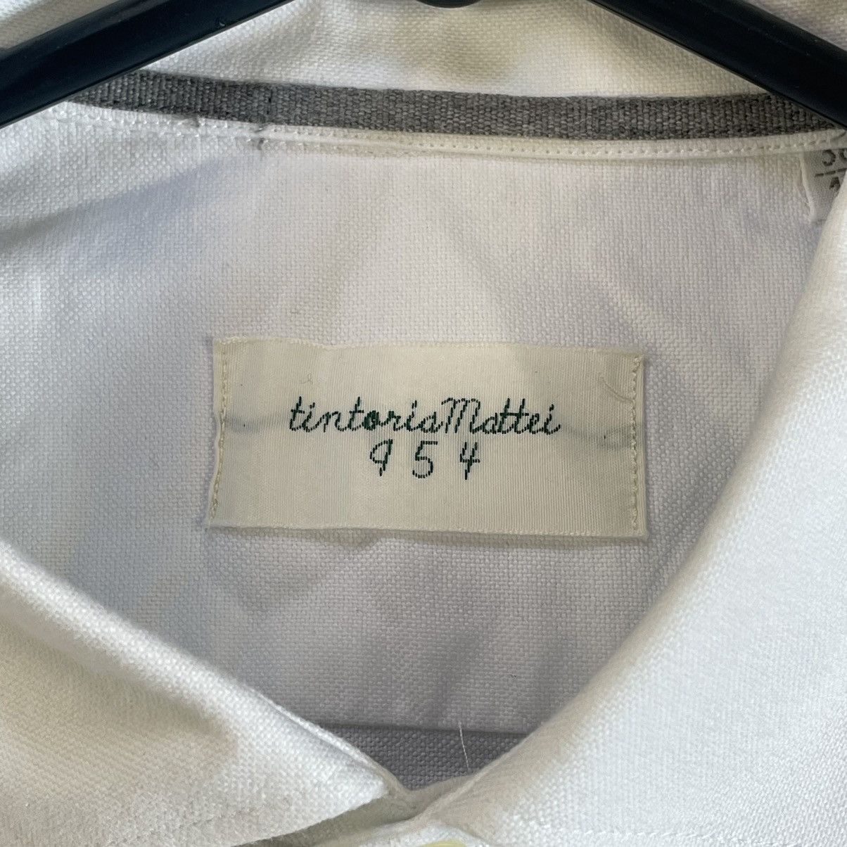 Designer × Tintoria Mattei Tintoria Mattei 954 White Slim Fit Cotton Button Shirt Size 38R - 8 Thumbnail