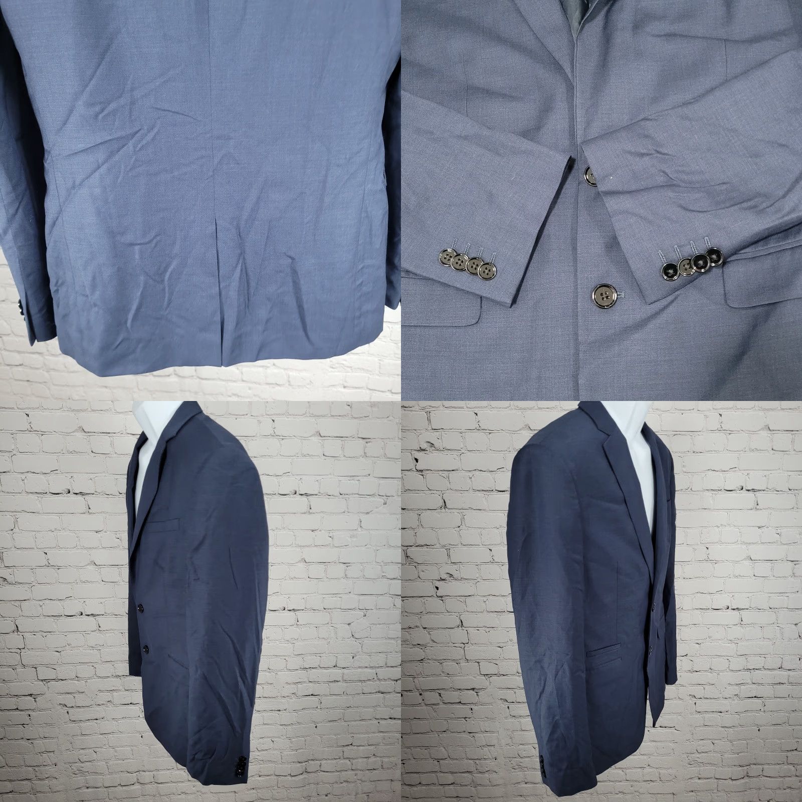 Express Express Photographer Navy Wool Blend Fitted 2 Button Notch Blazer Sport Coat 40R Men Regular Chest 42 in Blue Wool Polyester Nylon Dry Clean Only” Size 40R - 9 Thumbnail